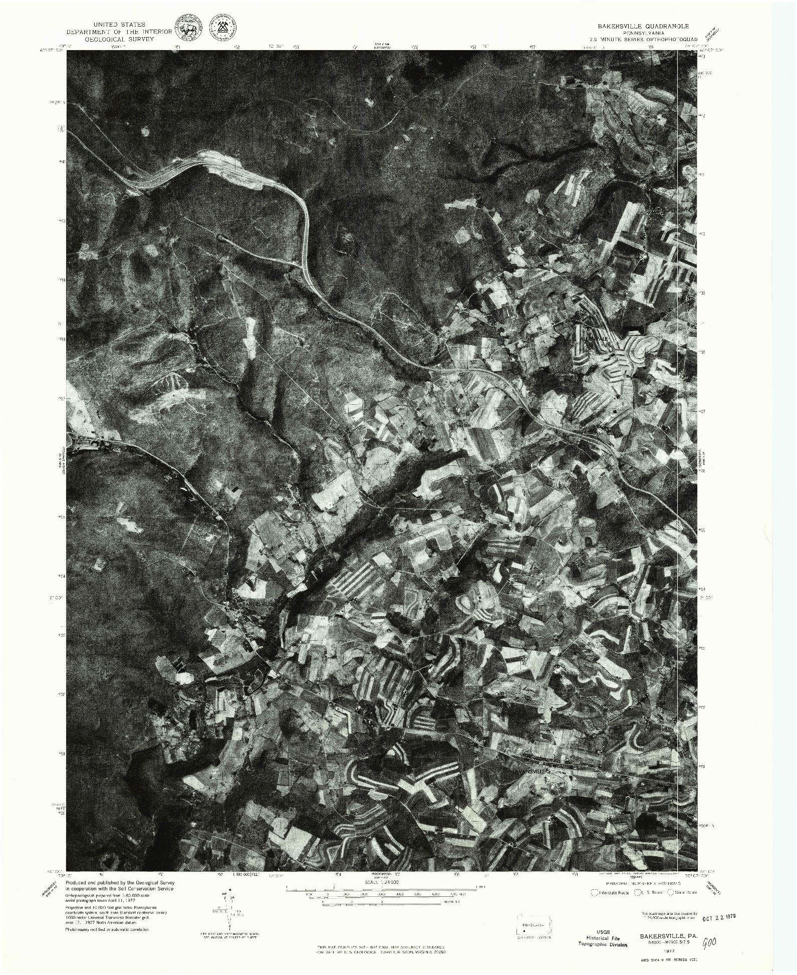 USGS 1:24000-SCALE QUADRANGLE FOR BAKERSVILLE, PA 1977
