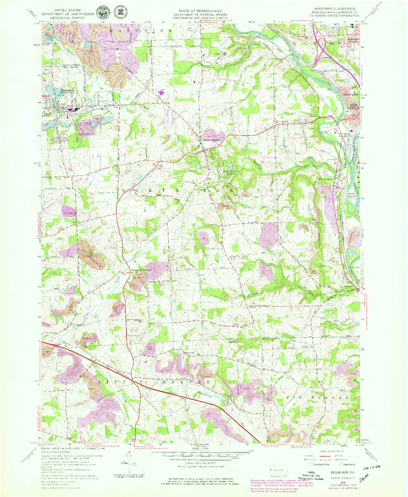 USGS 1:24000-SCALE QUADRANGLE FOR BESSEMER, PA 1958