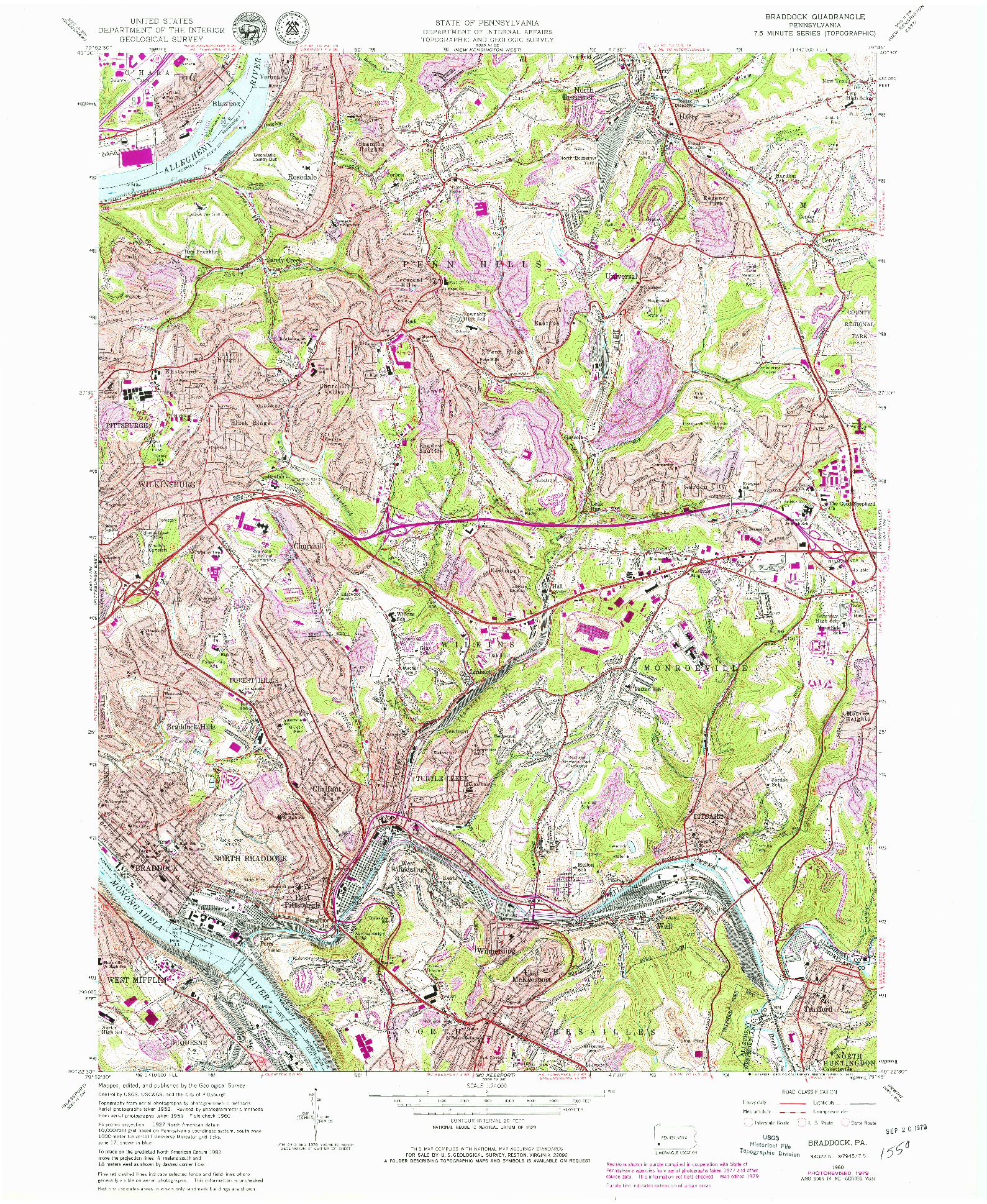 USGS 1:24000-SCALE QUADRANGLE FOR BRADDOCK, PA 1960