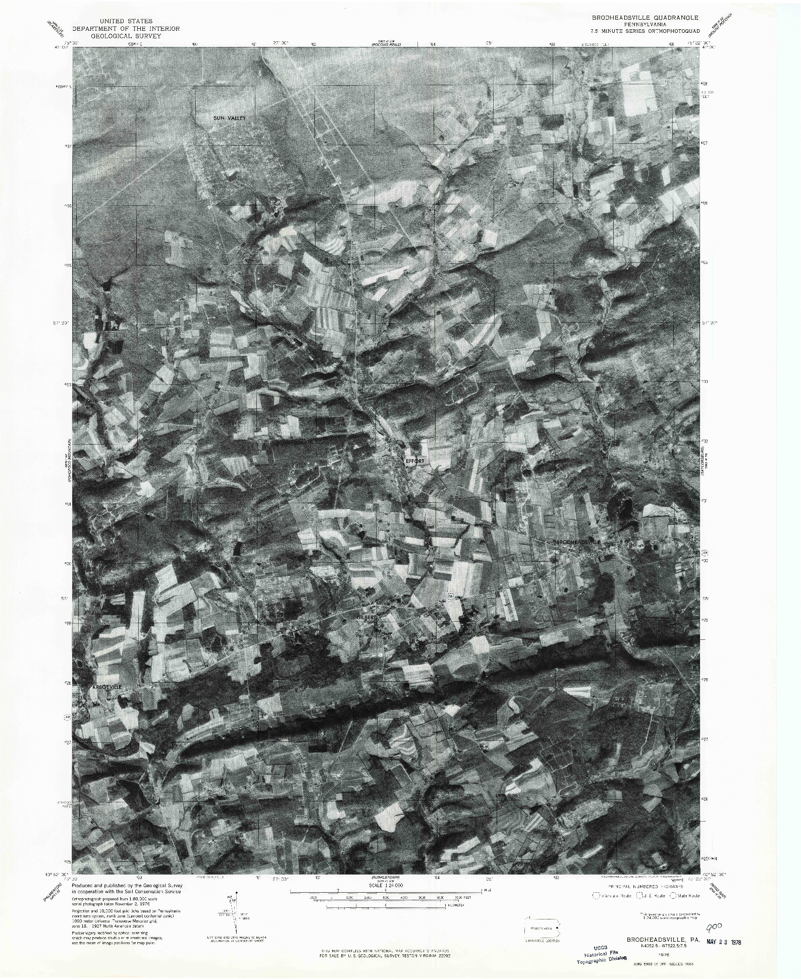 USGS 1:24000-SCALE QUADRANGLE FOR BROADHEADSVILLE, PA 1976