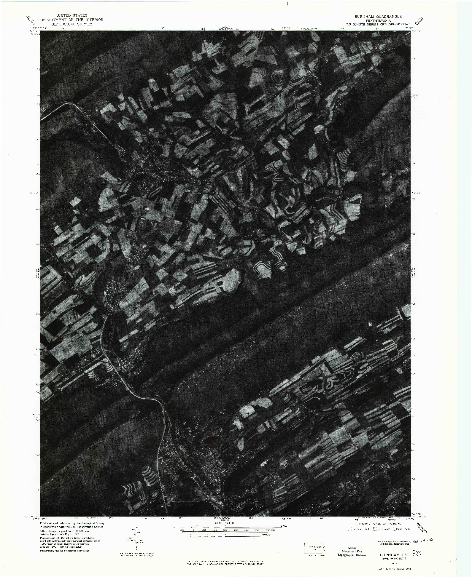 USGS 1:24000-SCALE QUADRANGLE FOR BURNHAM, PA 1977