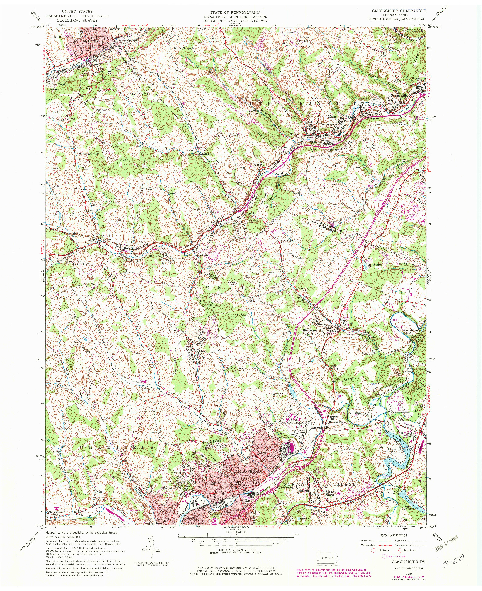 USGS 1:24000-SCALE QUADRANGLE FOR CANONSBURG, PA 1960