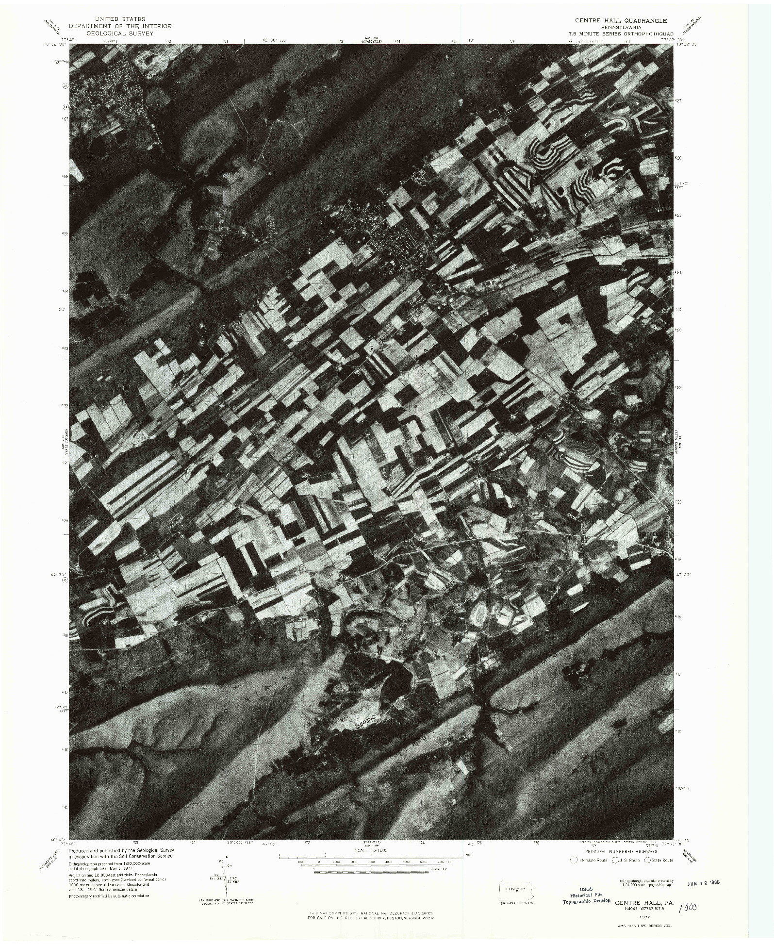 USGS 1:24000-SCALE QUADRANGLE FOR CENTRE HALL, PA 1977