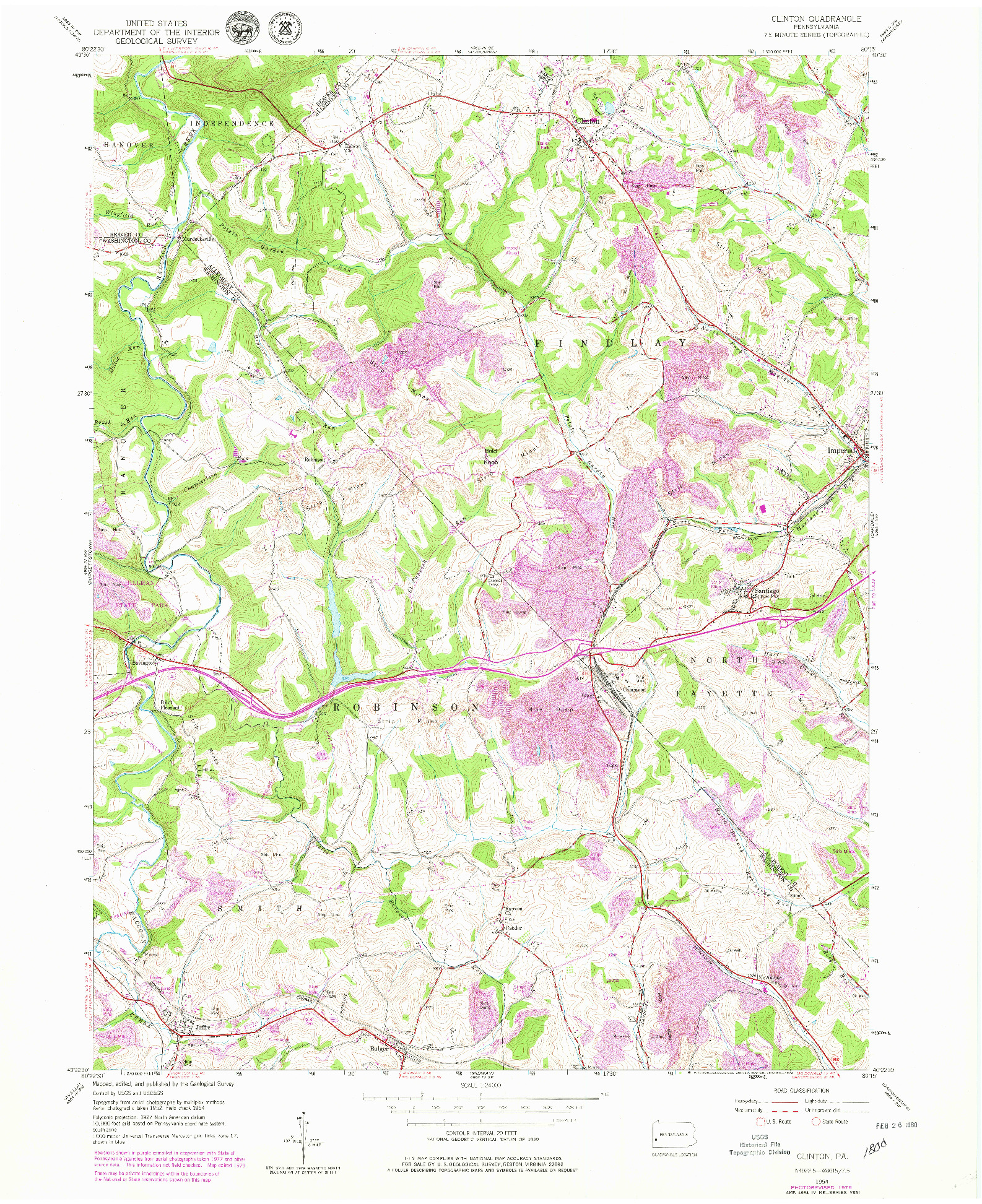 USGS 1:24000-SCALE QUADRANGLE FOR CLINTON, PA 1954