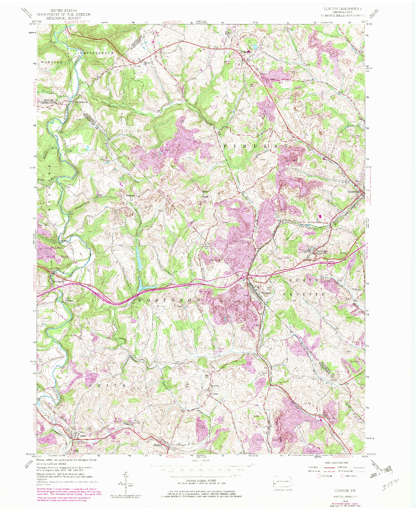 USGS 1:24000-SCALE QUADRANGLE FOR CLINTON, PA 1954