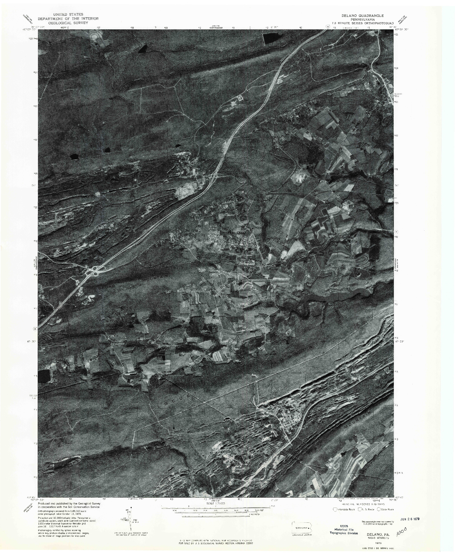 USGS 1:24000-SCALE QUADRANGLE FOR DELANO, PA 1976