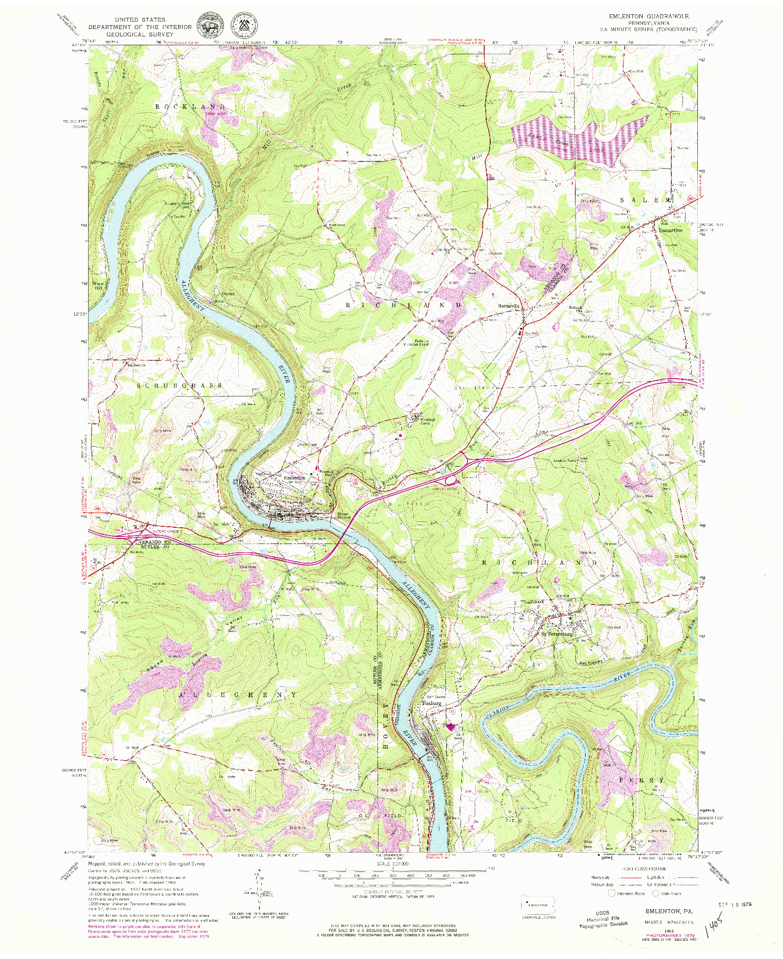 USGS 1:24000-SCALE QUADRANGLE FOR EMLENTON, PA 1963