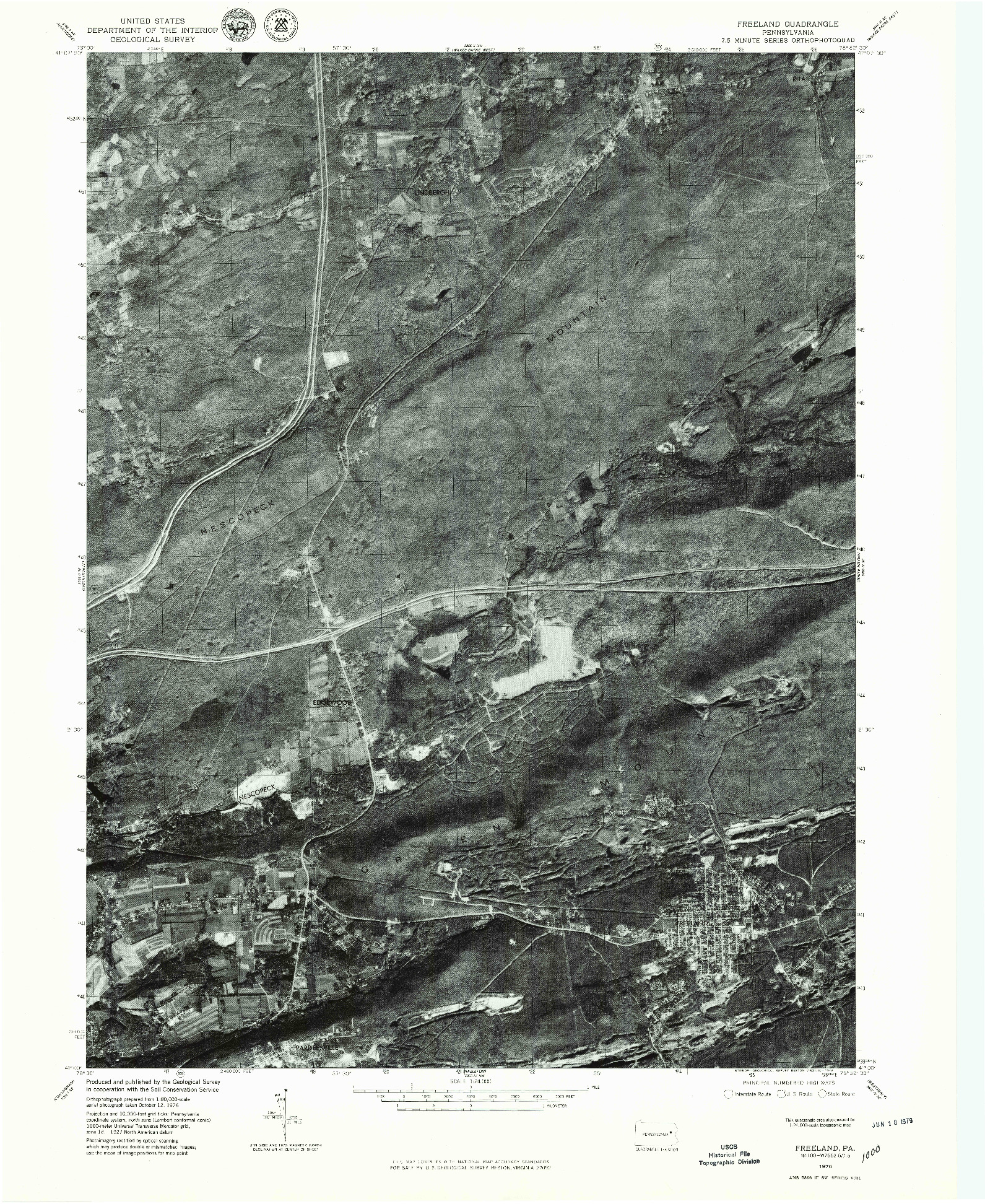 USGS 1:24000-SCALE QUADRANGLE FOR FREELAND, PA 1976