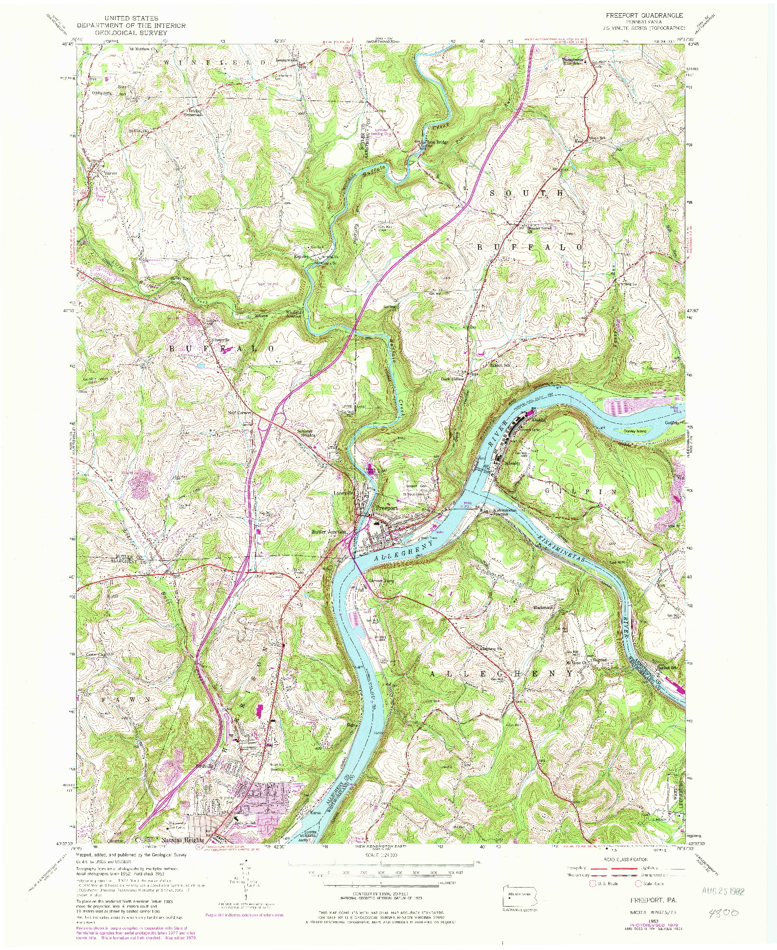 USGS 1:24000-SCALE QUADRANGLE FOR FREEPORT, PA 1953