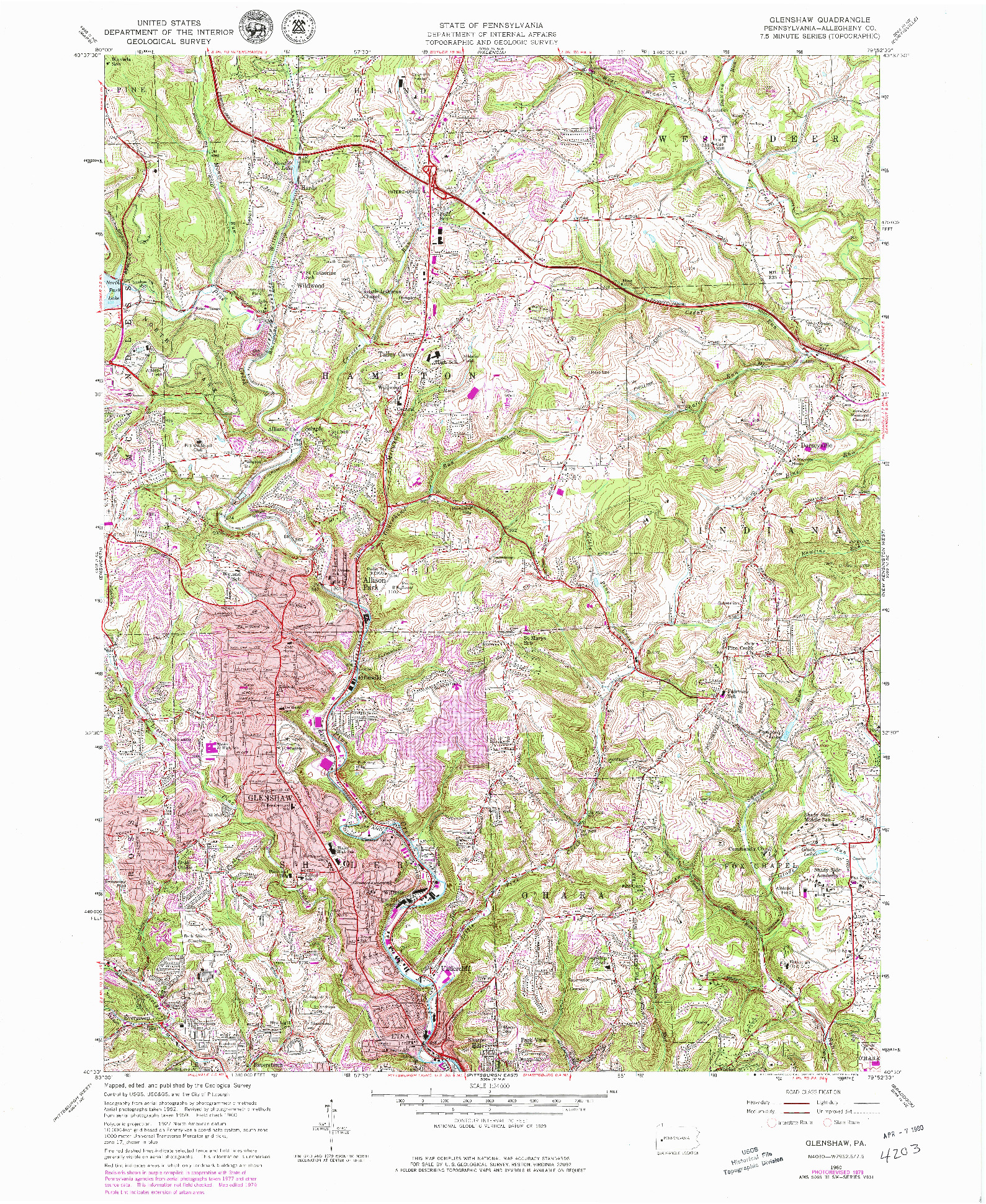 USGS 1:24000-SCALE QUADRANGLE FOR GLENSHAW, PA 1960