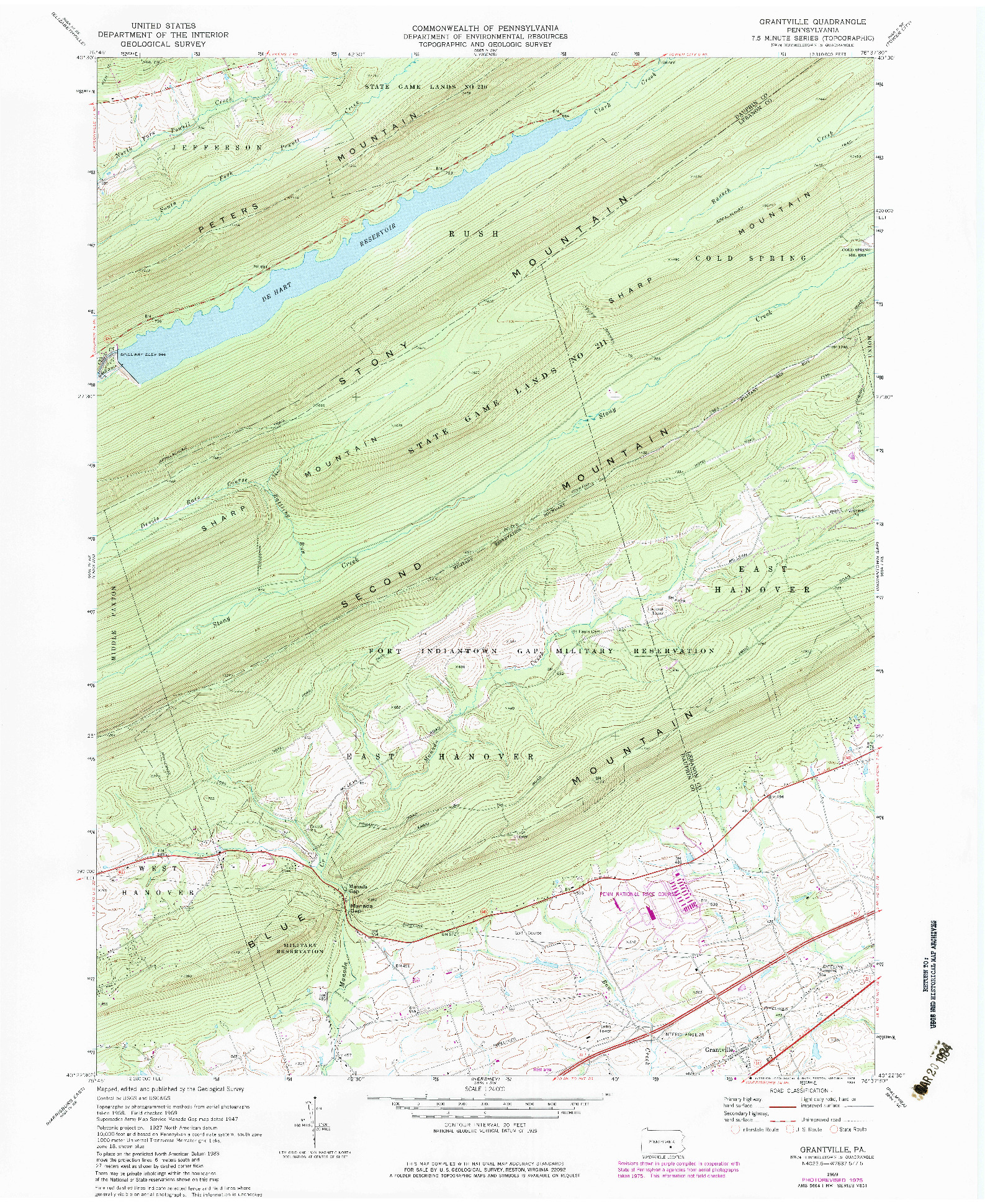 USGS 1:24000-SCALE QUADRANGLE FOR GRANTVILLE, PA 1969