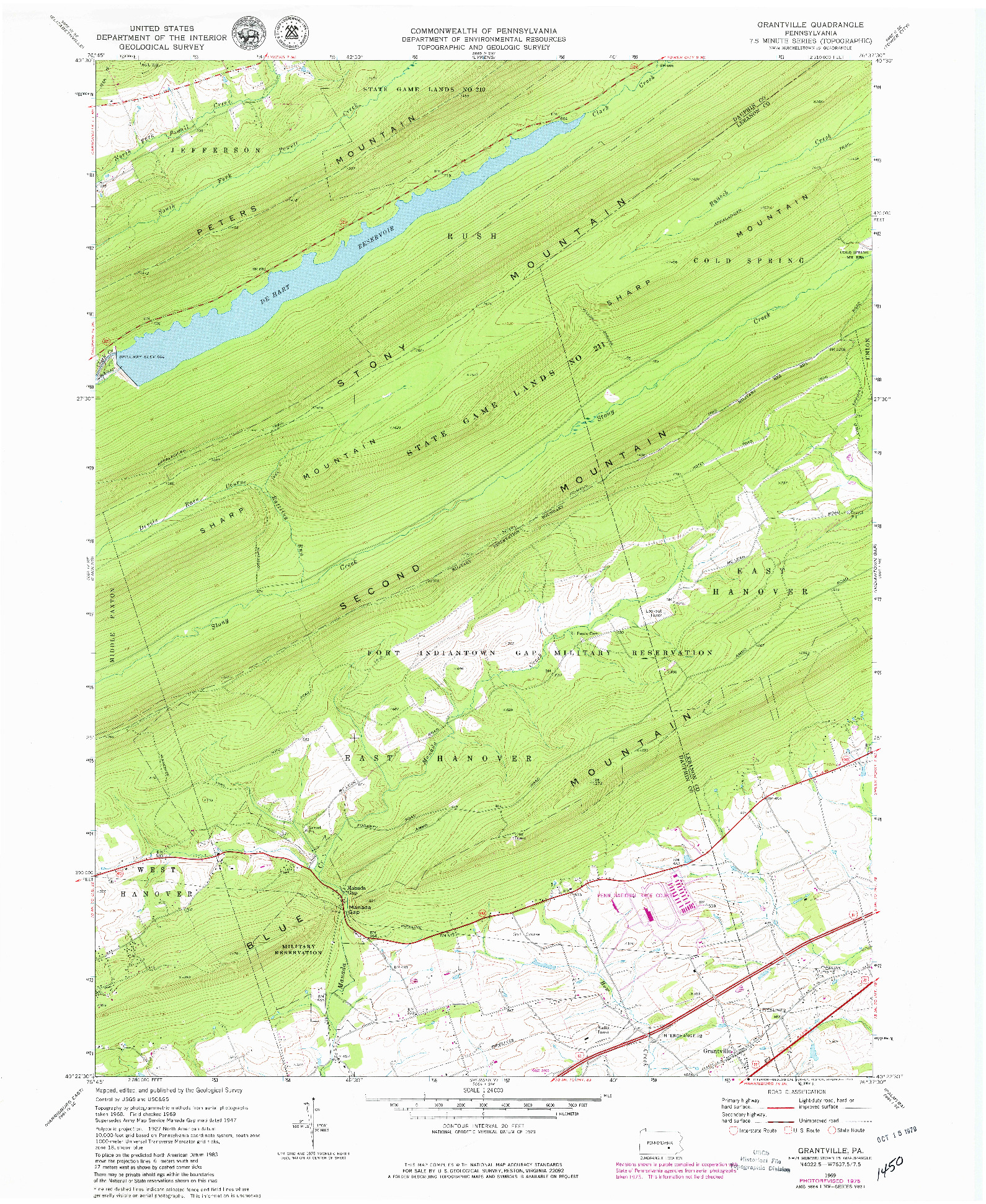 USGS 1:24000-SCALE QUADRANGLE FOR GRANTVILLE, PA 1969