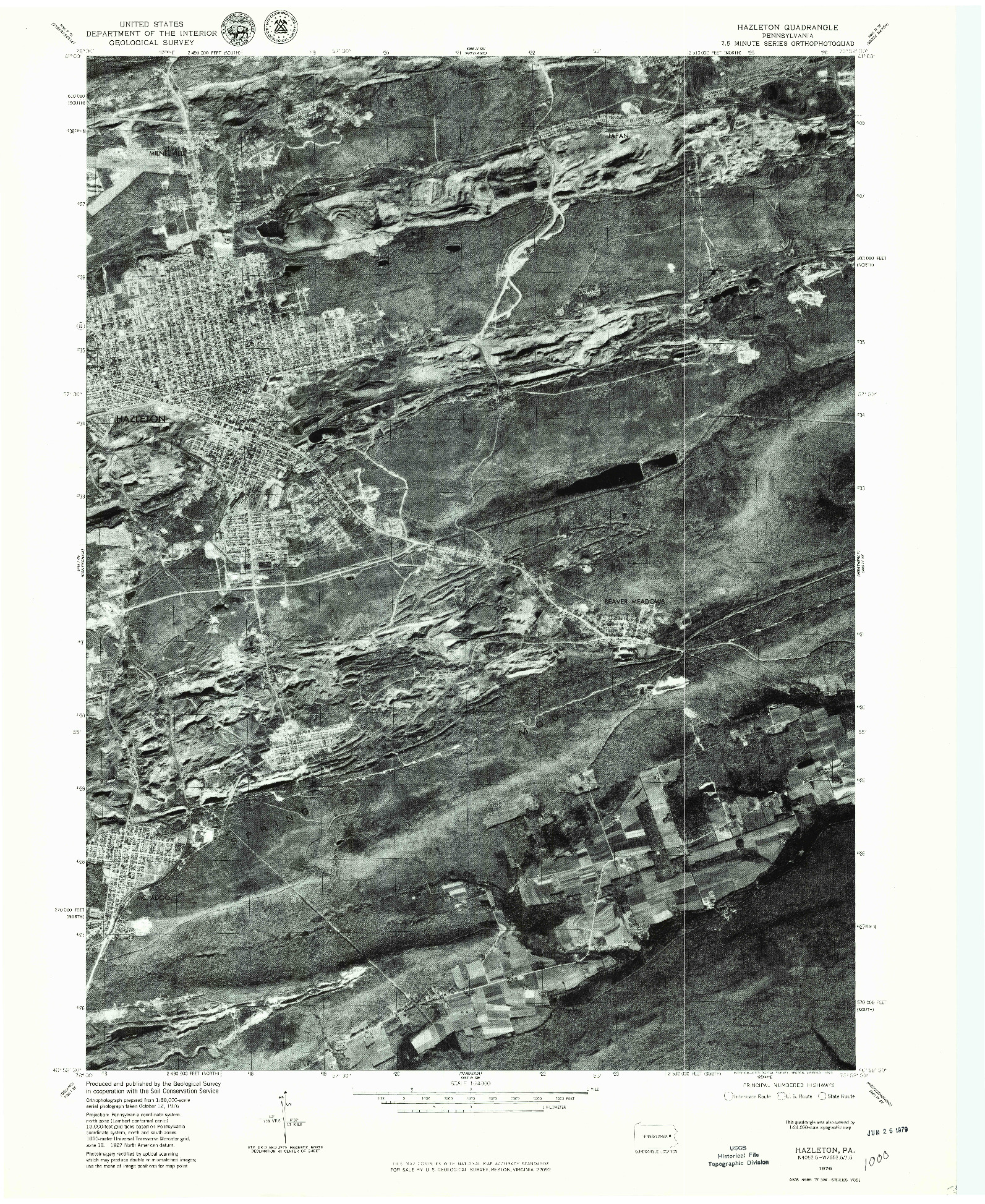 USGS 1:24000-SCALE QUADRANGLE FOR HAZLETON, PA 1976