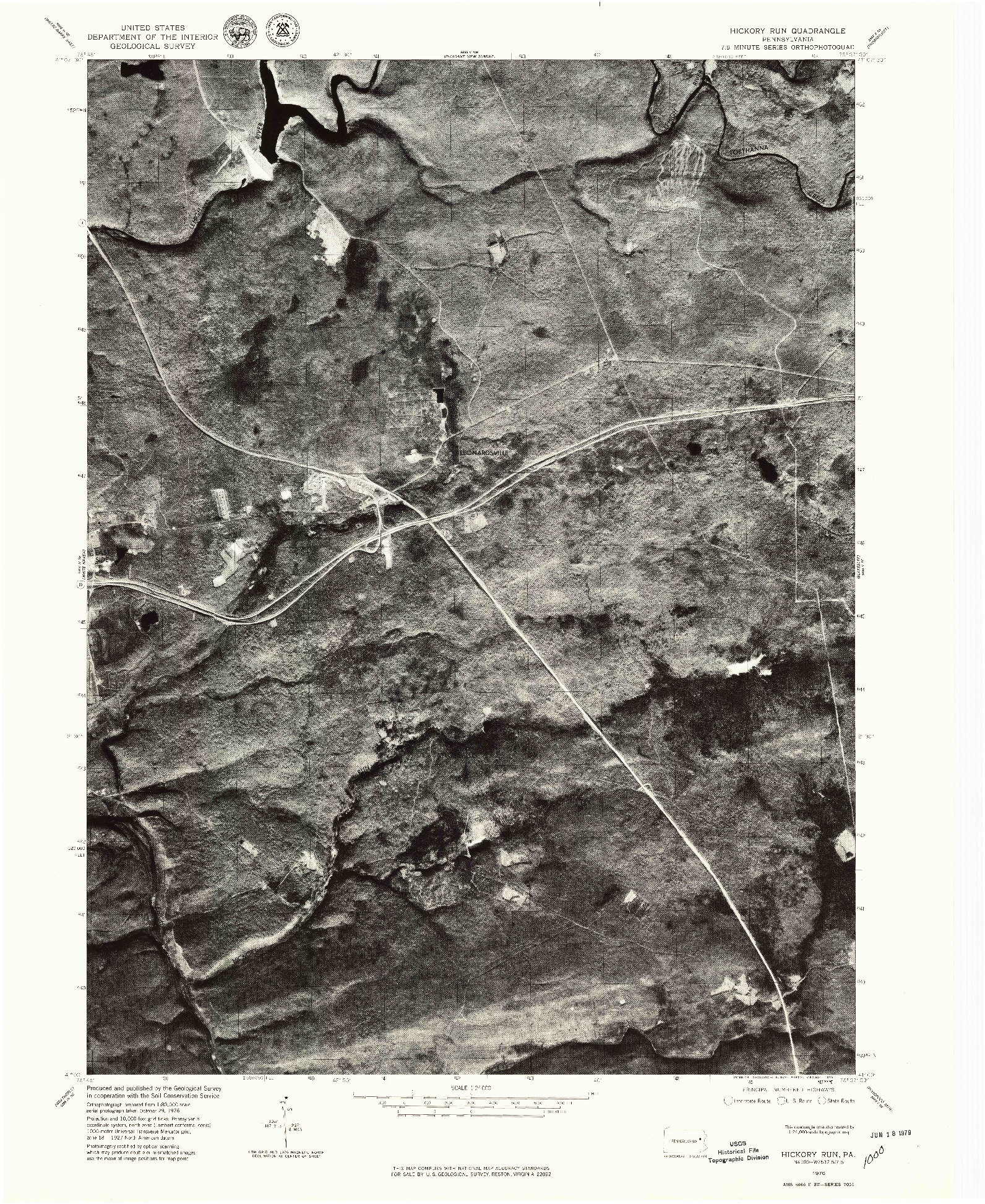 USGS 1:24000-SCALE QUADRANGLE FOR HICKORY RUN, PA 1976