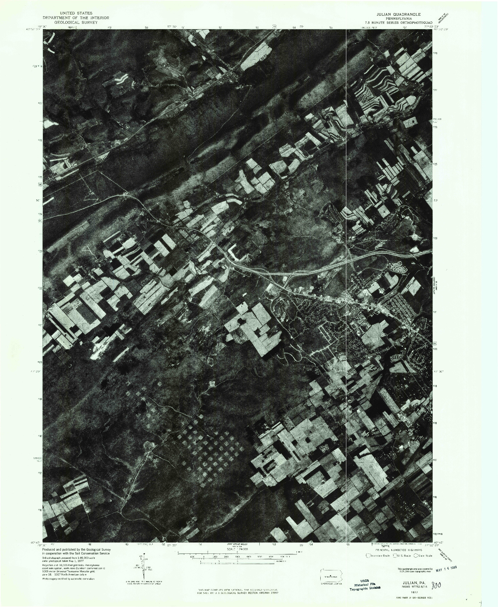 USGS 1:24000-SCALE QUADRANGLE FOR JULIAN, PA 1977