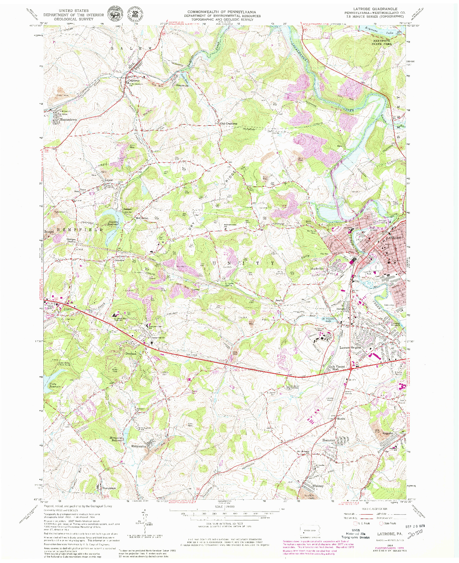 USGS 1:24000-SCALE QUADRANGLE FOR LATROBE, PA 1964