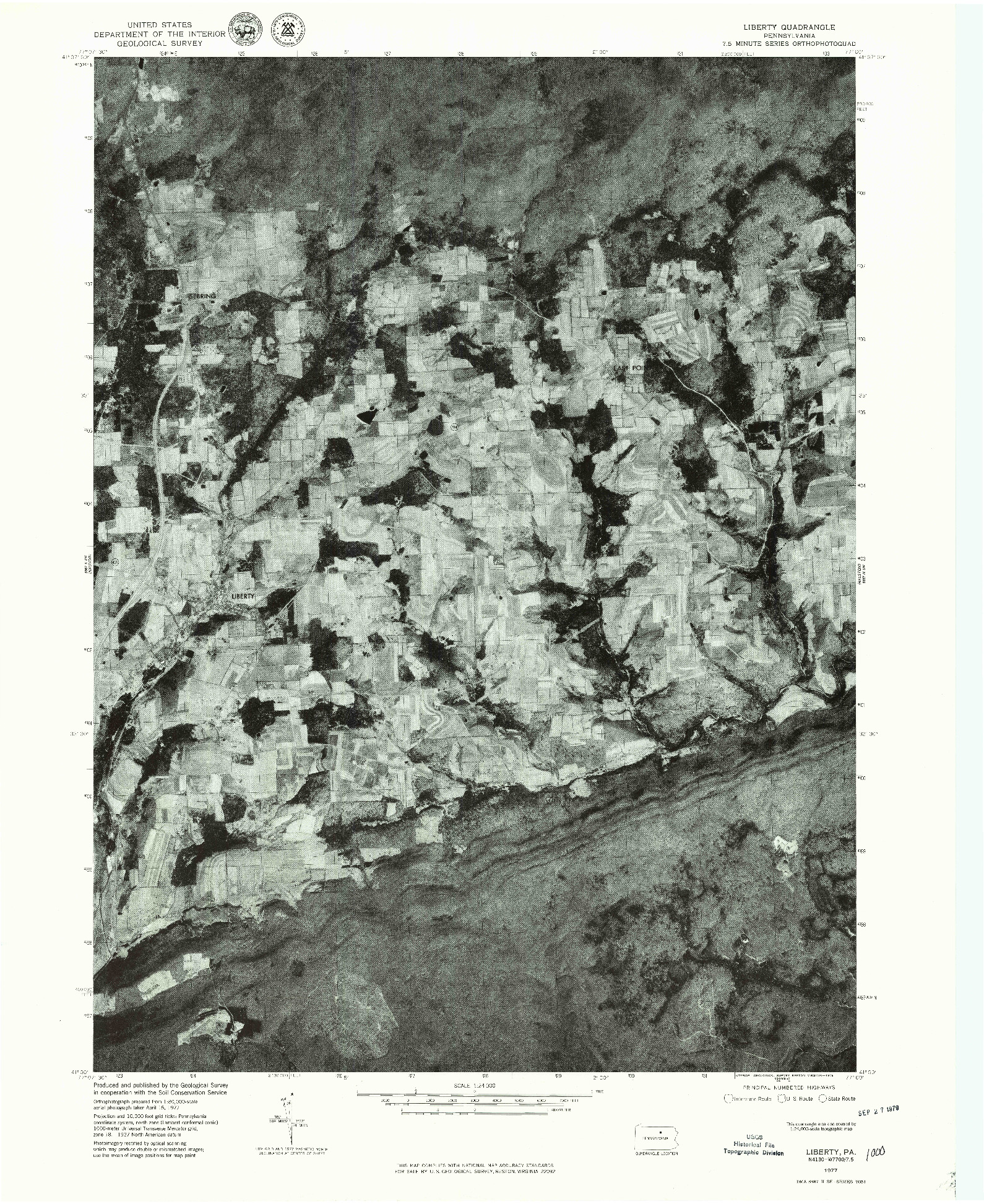 USGS 1:24000-SCALE QUADRANGLE FOR LIBERTY, PA 1977