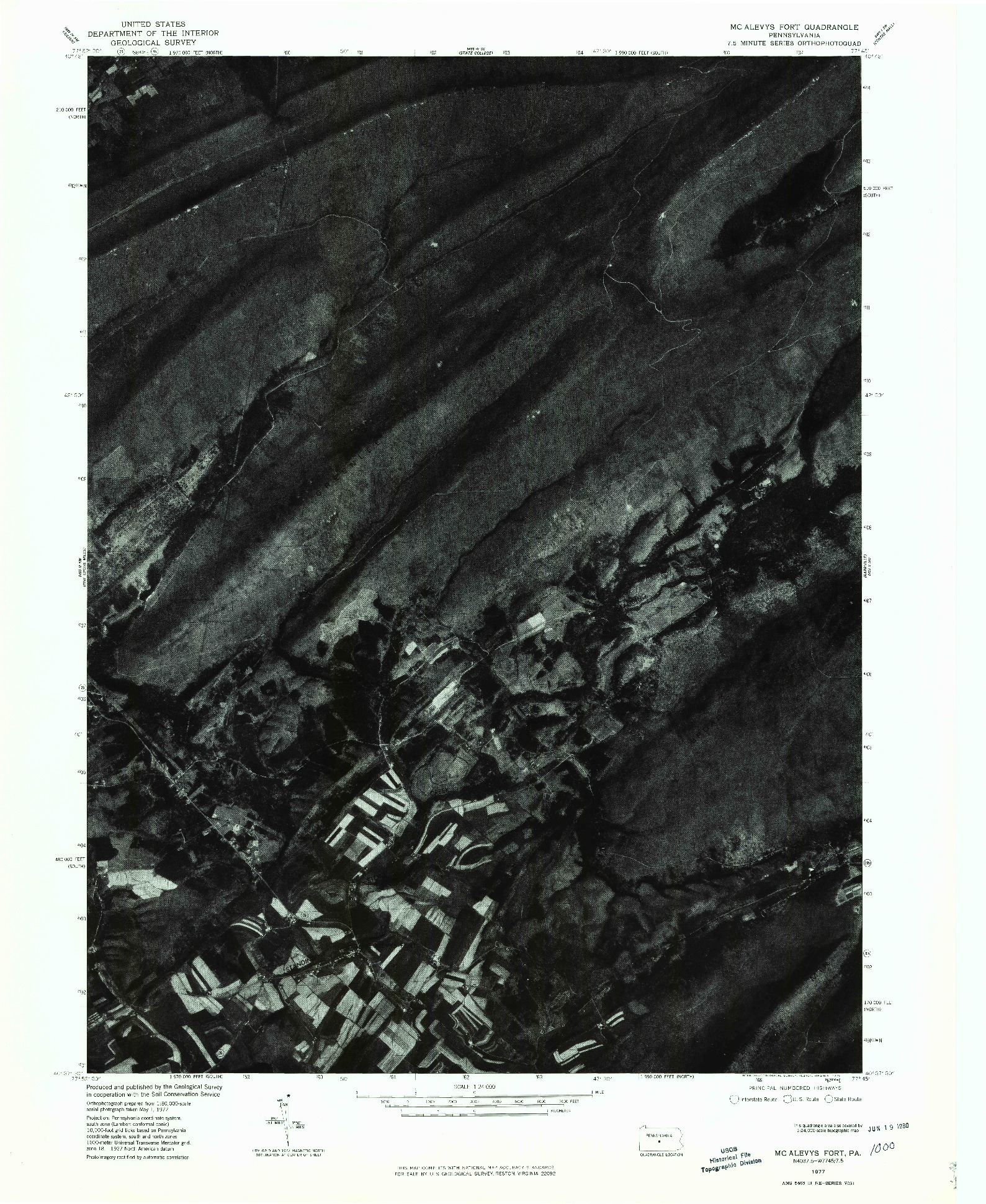 USGS 1:24000-SCALE QUADRANGLE FOR MC ALEVYS FORT, PA 1977