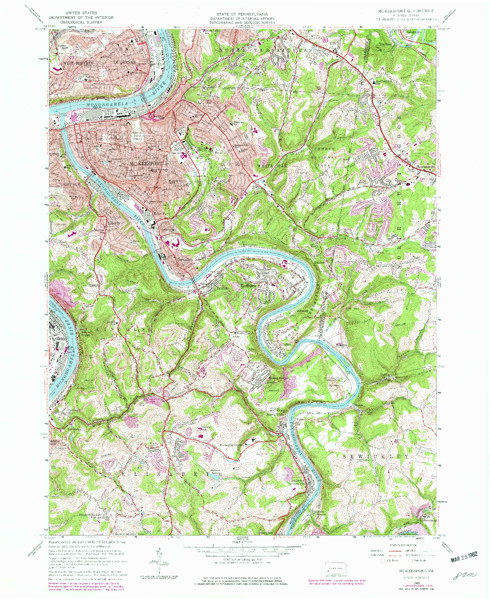 USGS 1:24000-SCALE QUADRANGLE FOR MC KEESPORT, PA 1960