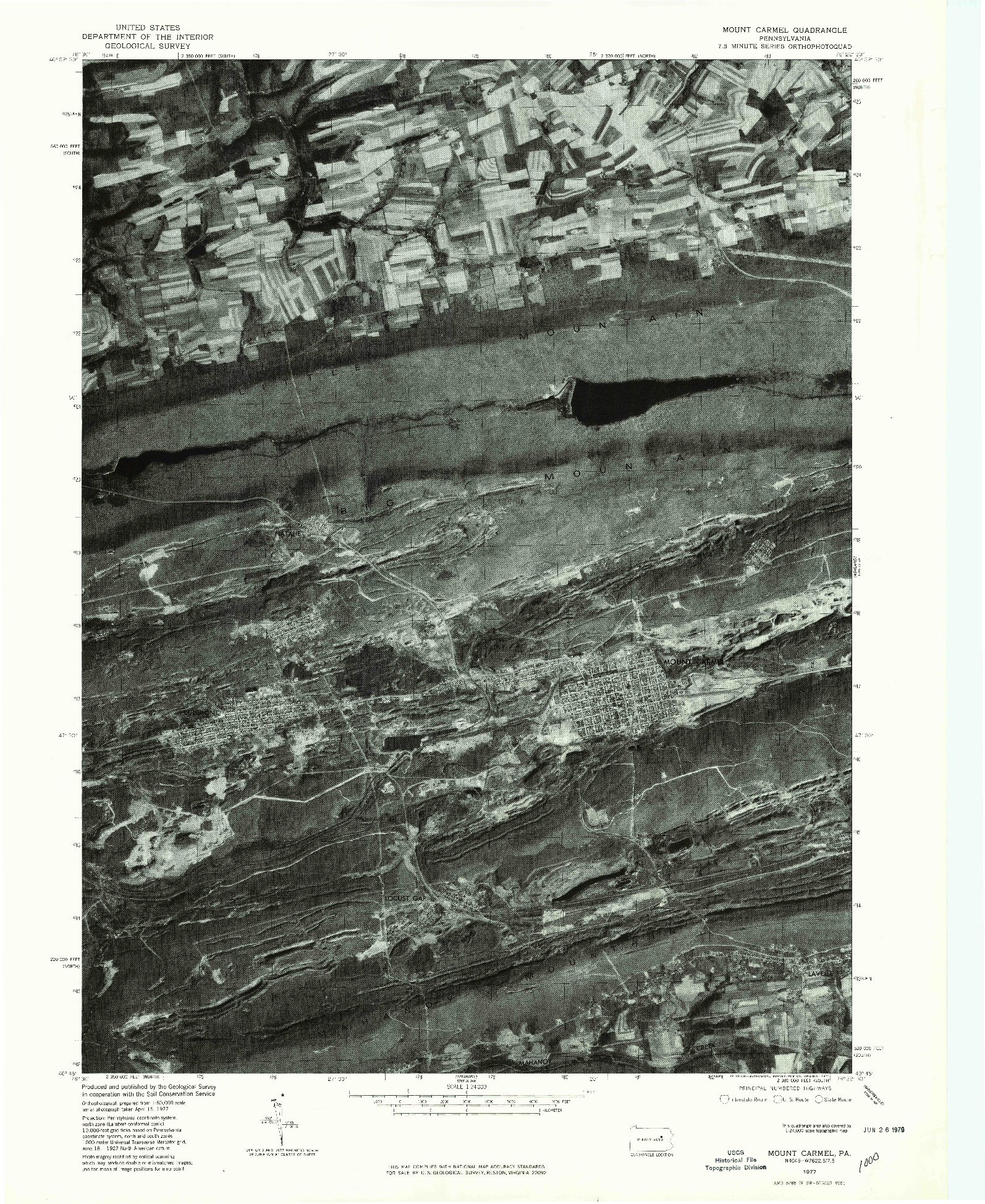 USGS 1:24000-SCALE QUADRANGLE FOR MOUNT CARMEL, PA 1977