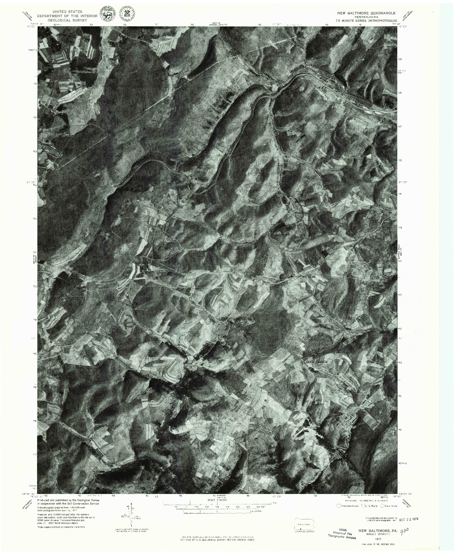 USGS 1:24000-SCALE QUADRANGLE FOR NEW BALTIMORE, PA 1977