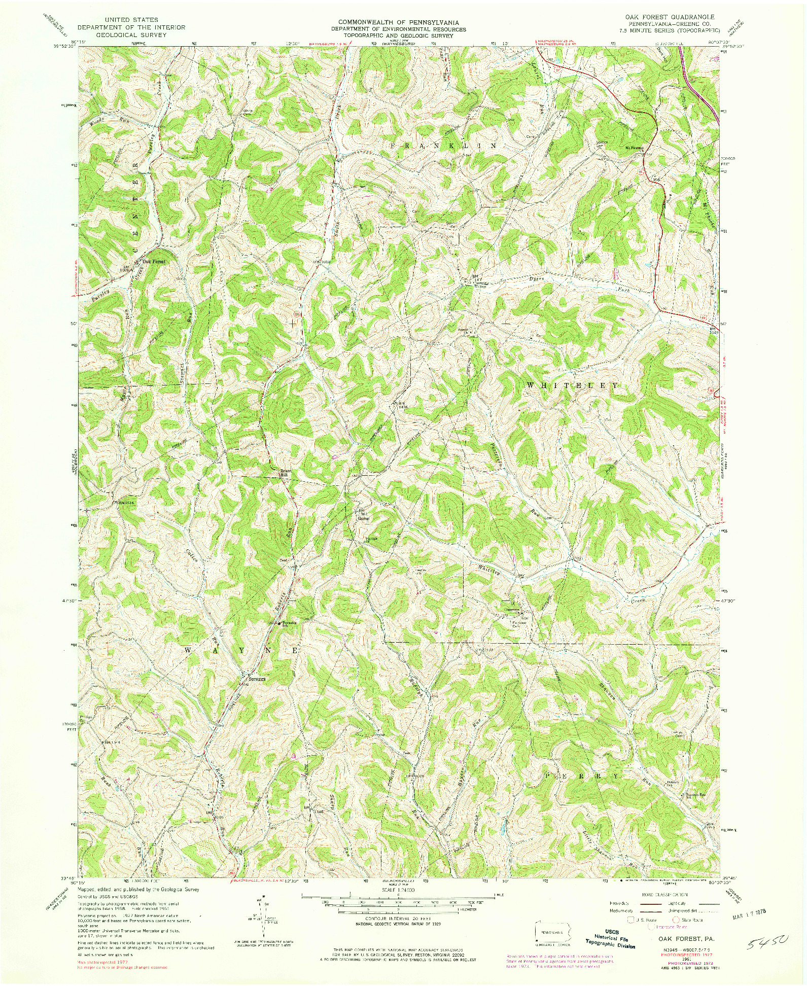 USGS 1:24000-SCALE QUADRANGLE FOR OAK FOREST, PA 1961