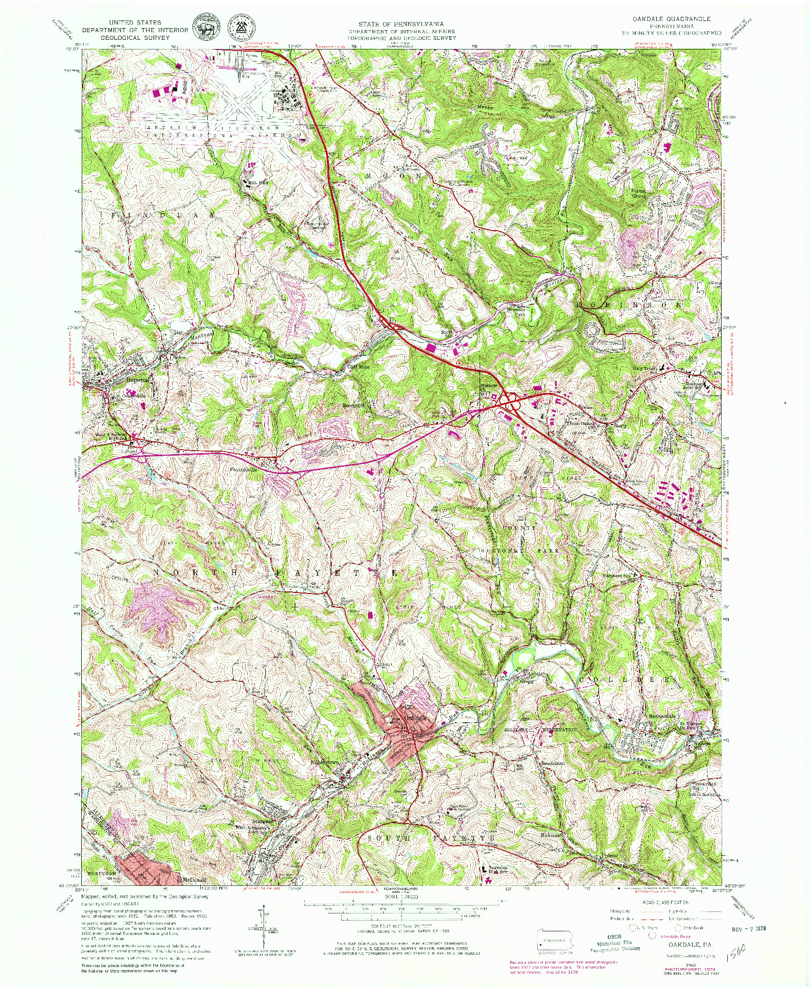 USGS 1:24000-SCALE QUADRANGLE FOR OAKDALE, PA 1960