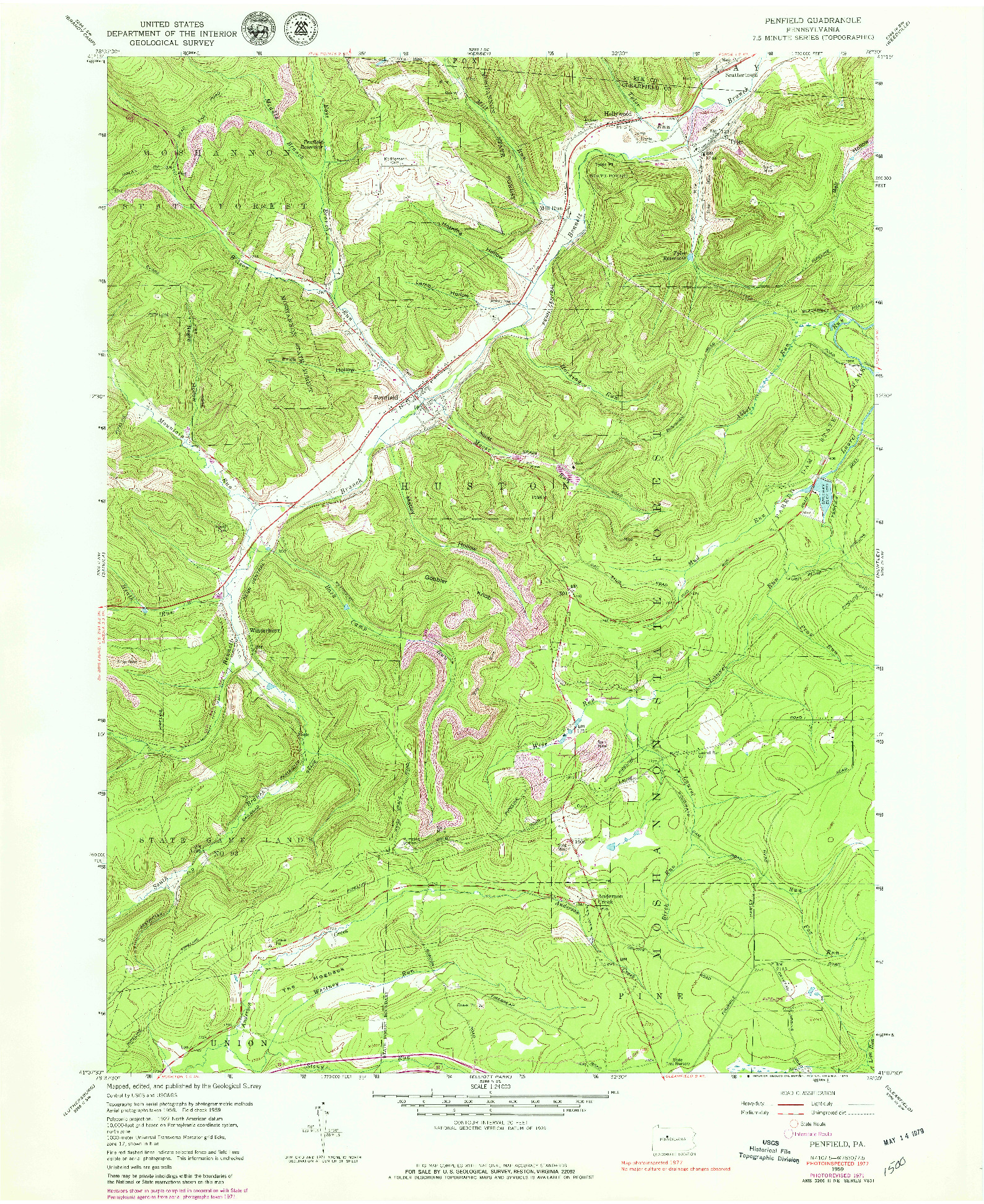 USGS 1:24000-SCALE QUADRANGLE FOR PENFIELD, PA 1959