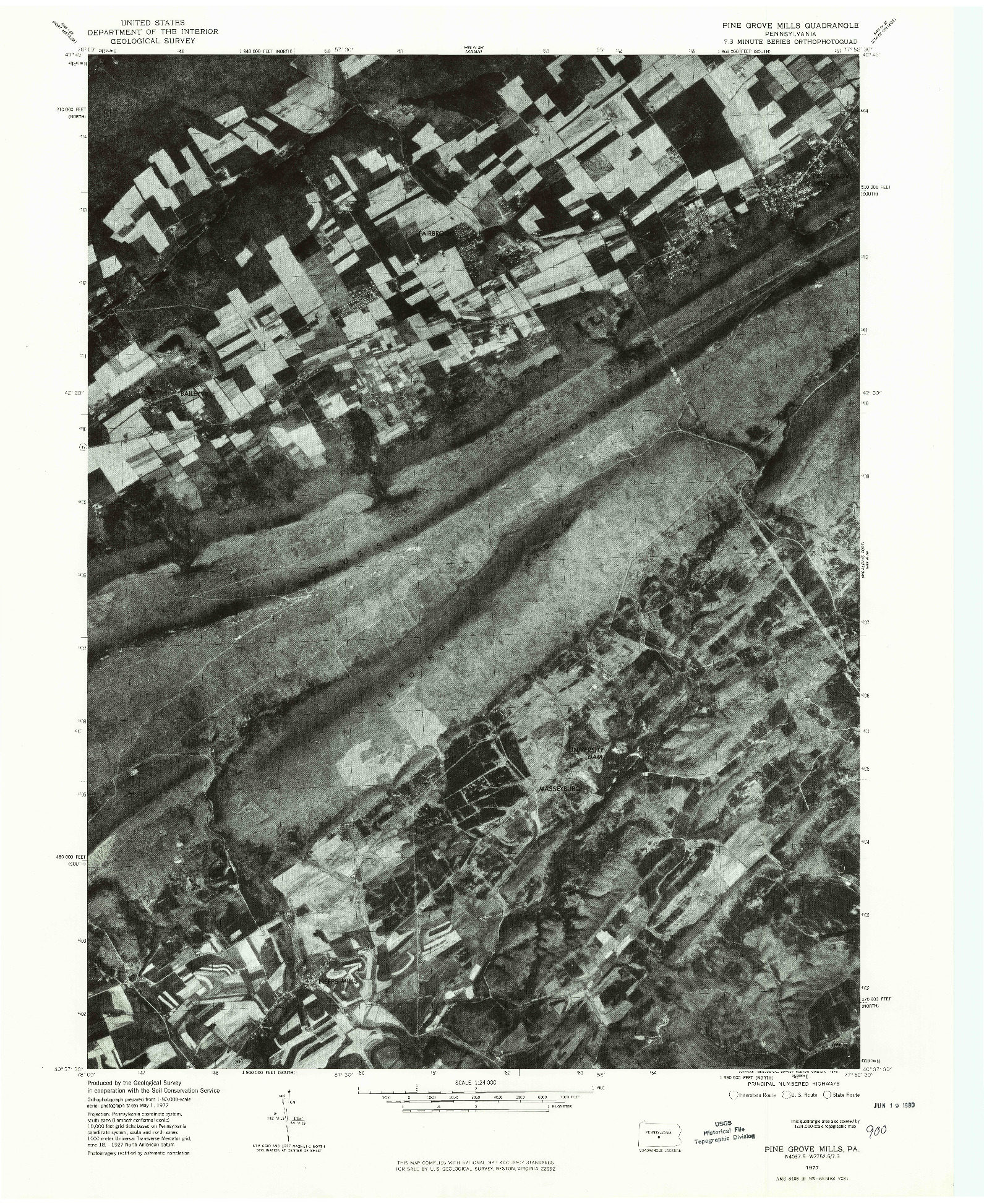 USGS 1:24000-SCALE QUADRANGLE FOR PINE GROVE MILLS, PA 1977