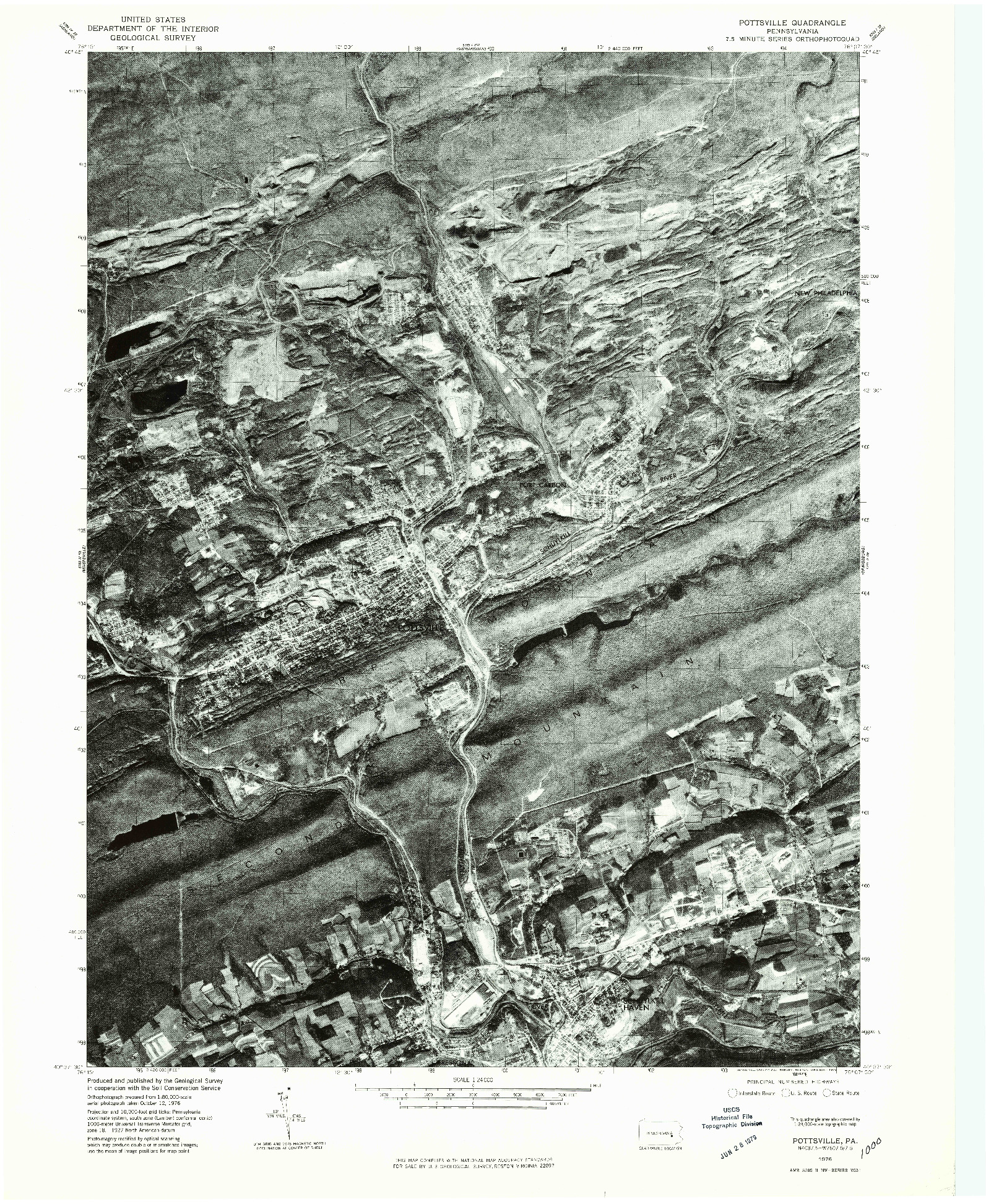 USGS 1:24000-SCALE QUADRANGLE FOR POTTSVILLE, PA 1976