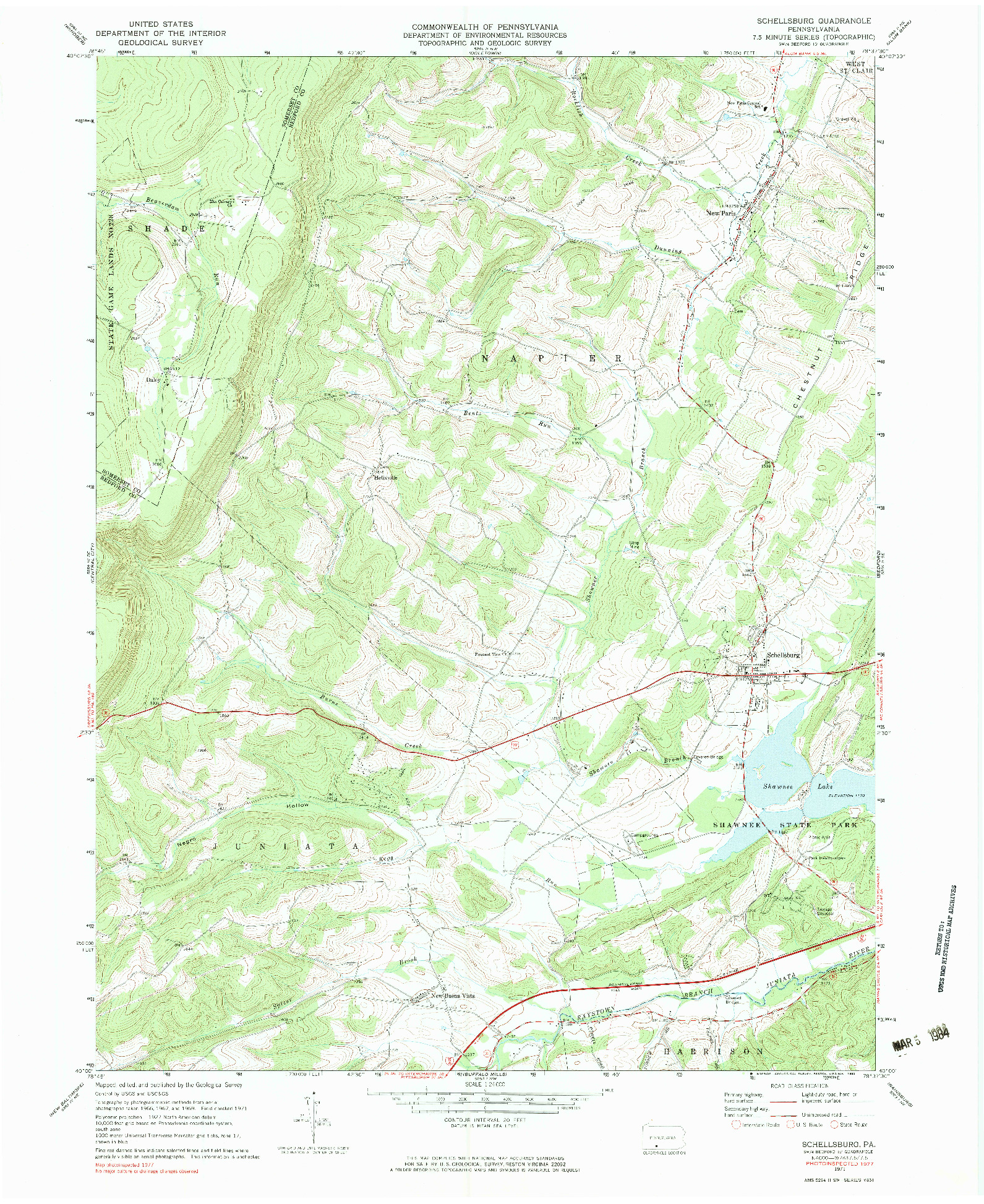 USGS 1:24000-SCALE QUADRANGLE FOR SCHELLSBURG, PA 1977