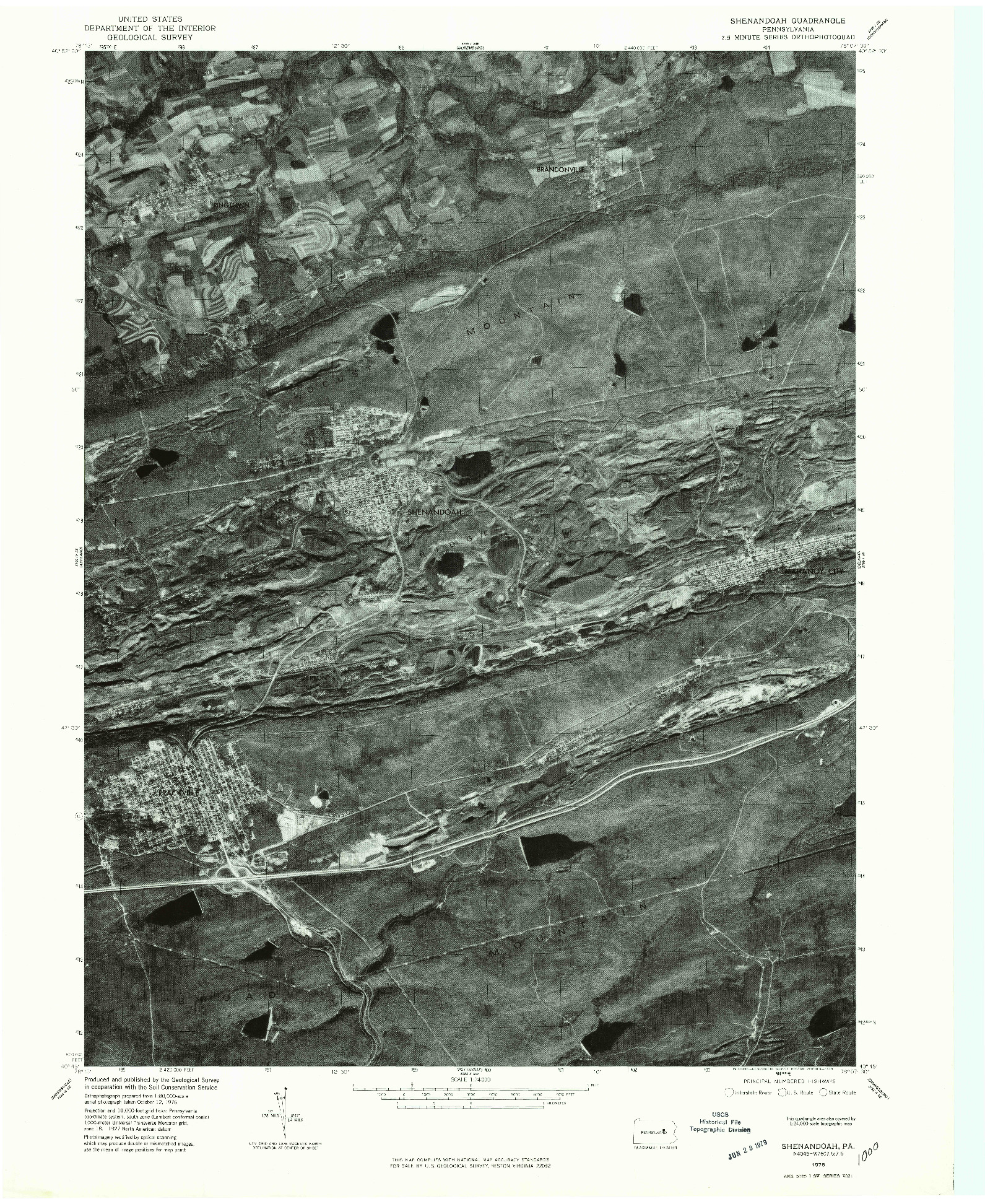USGS 1:24000-SCALE QUADRANGLE FOR SHENANDOAH, PA 1976