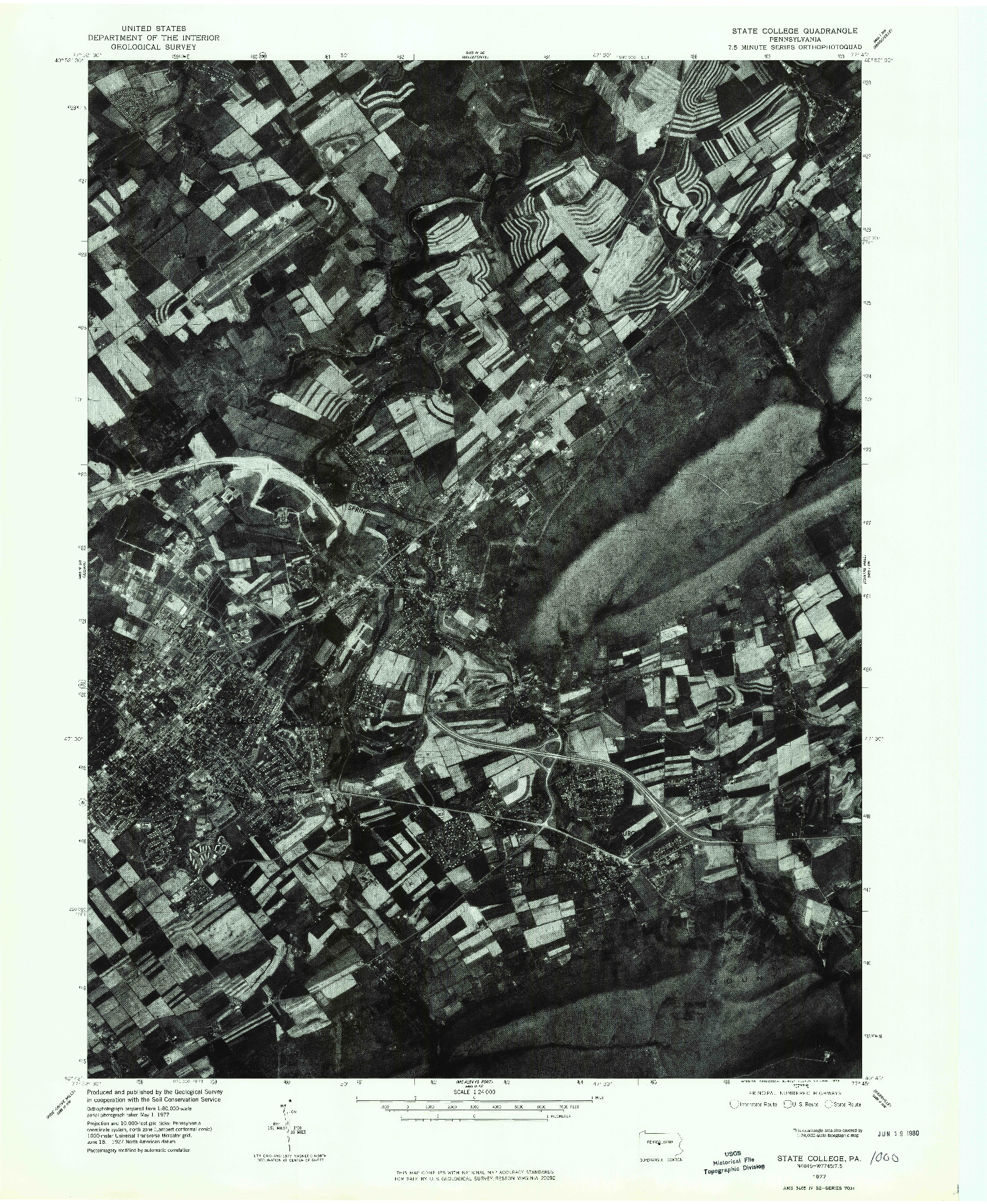 USGS 1:24000-SCALE QUADRANGLE FOR STATE COLLEGE, PA 1977