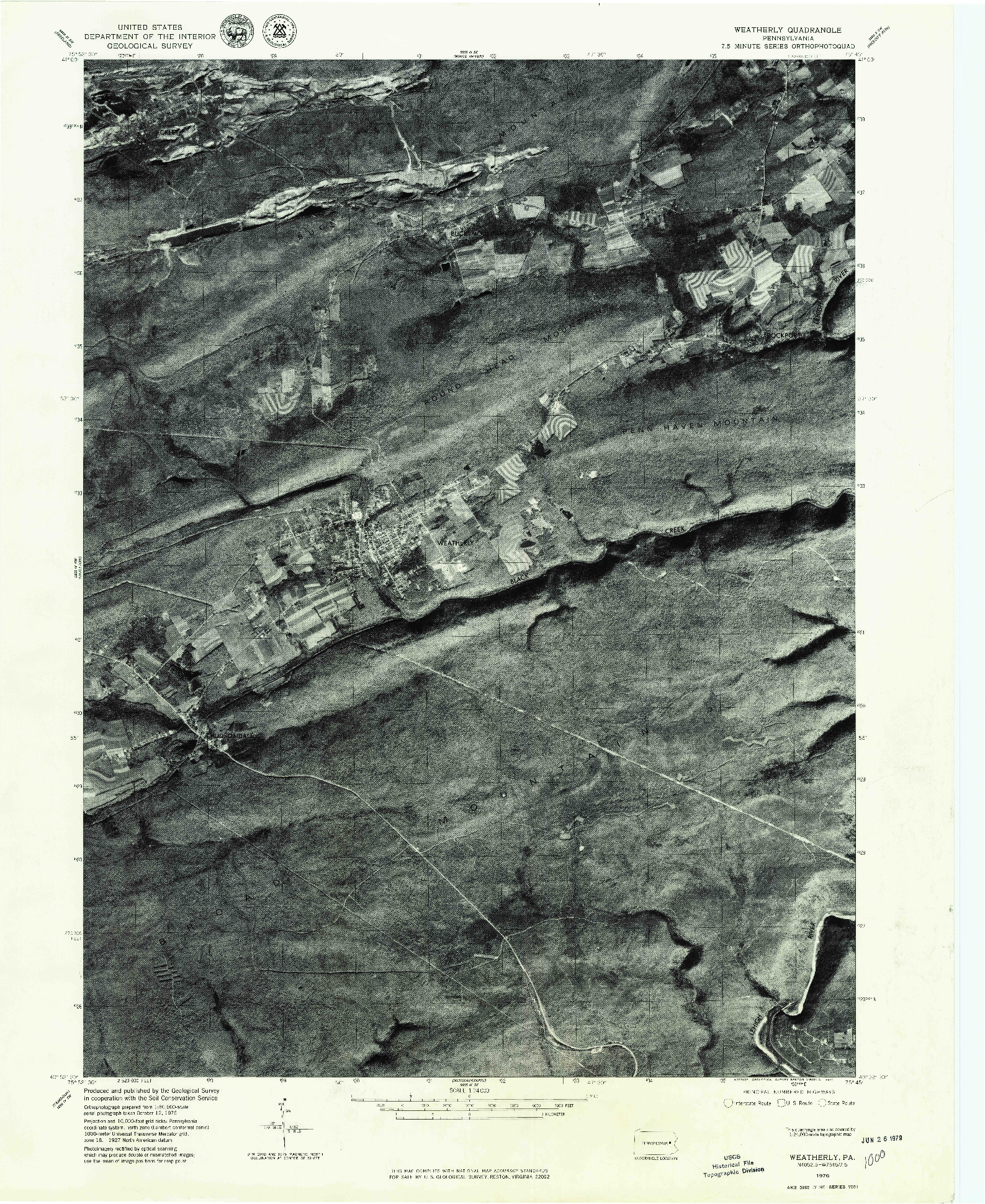 USGS 1:24000-SCALE QUADRANGLE FOR WEATHERLY, PA 1976