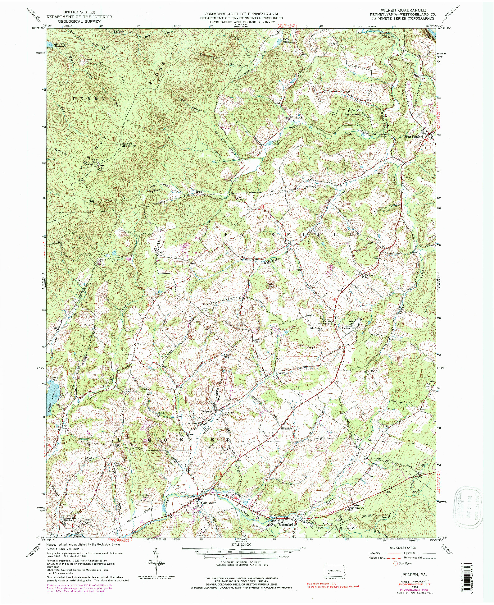 USGS 1:24000-SCALE QUADRANGLE FOR WILPEN, PA 1964