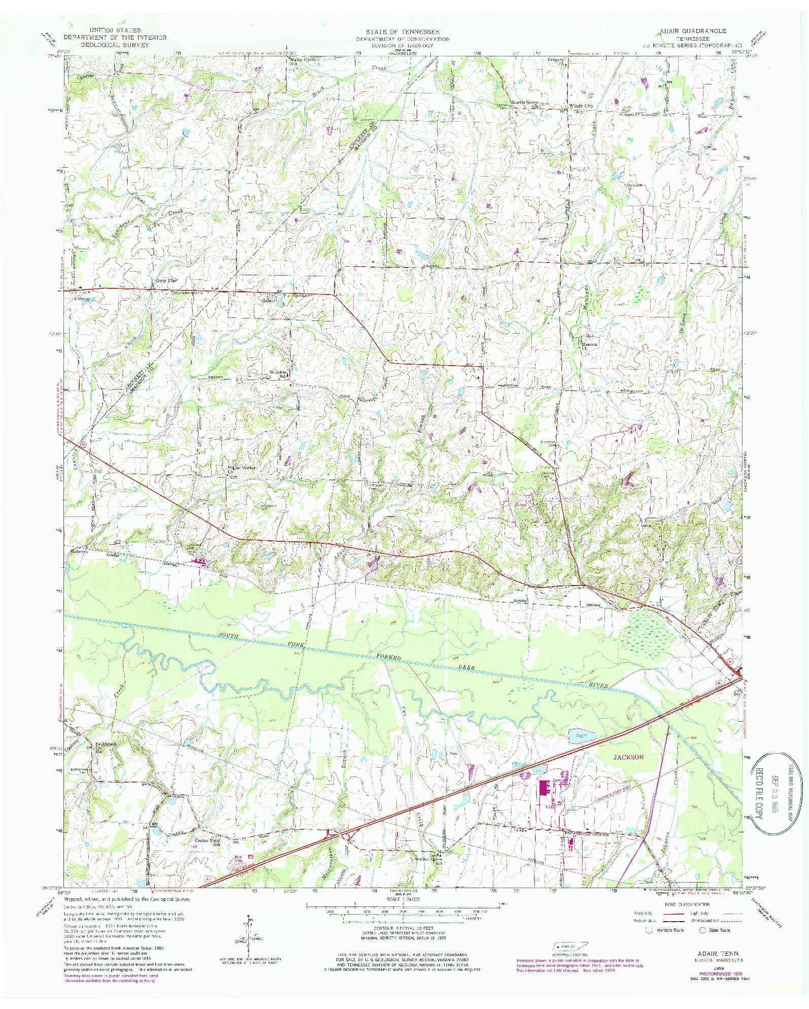 USGS 1:24000-SCALE QUADRANGLE FOR ADAIR, TN 1959
