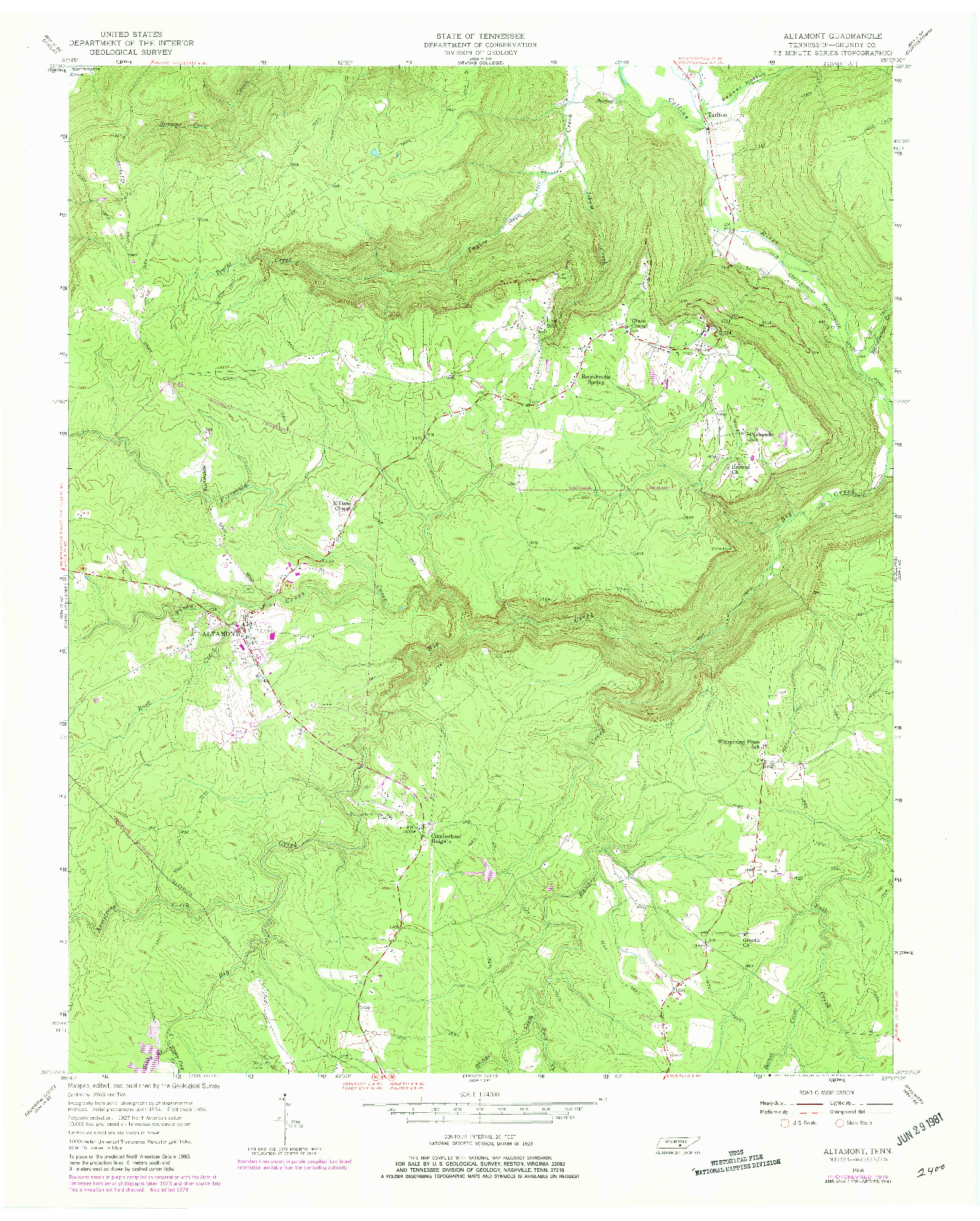 USGS 1:24000-SCALE QUADRANGLE FOR ALTAMONT, TN 1956