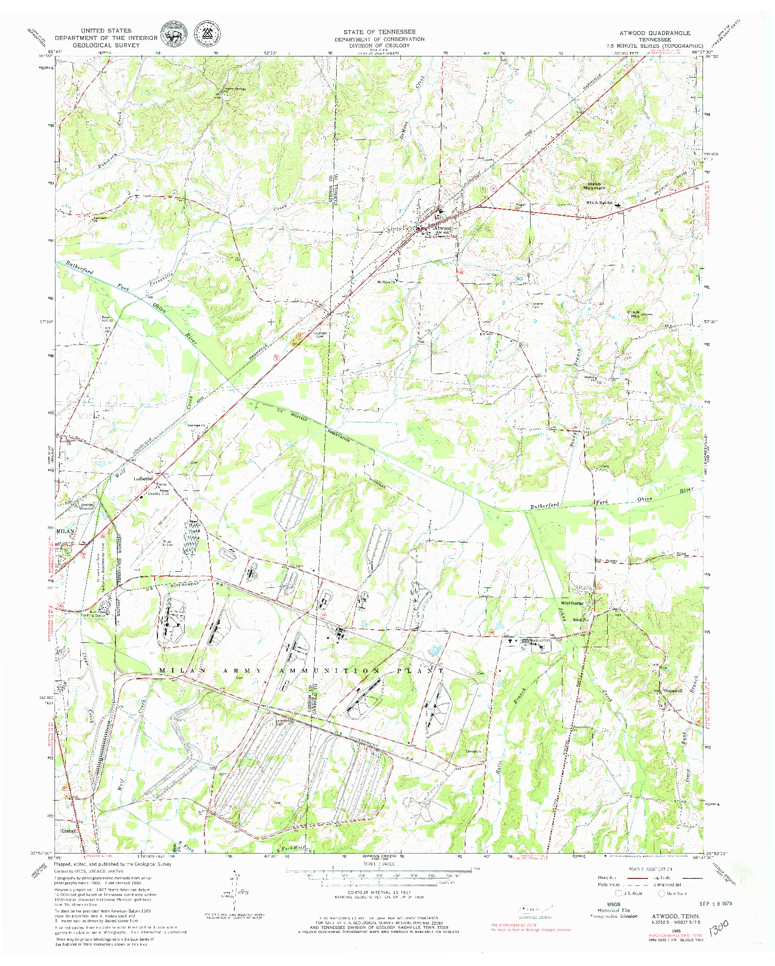 USGS 1:24000-SCALE QUADRANGLE FOR ATWOOD, TN 1966