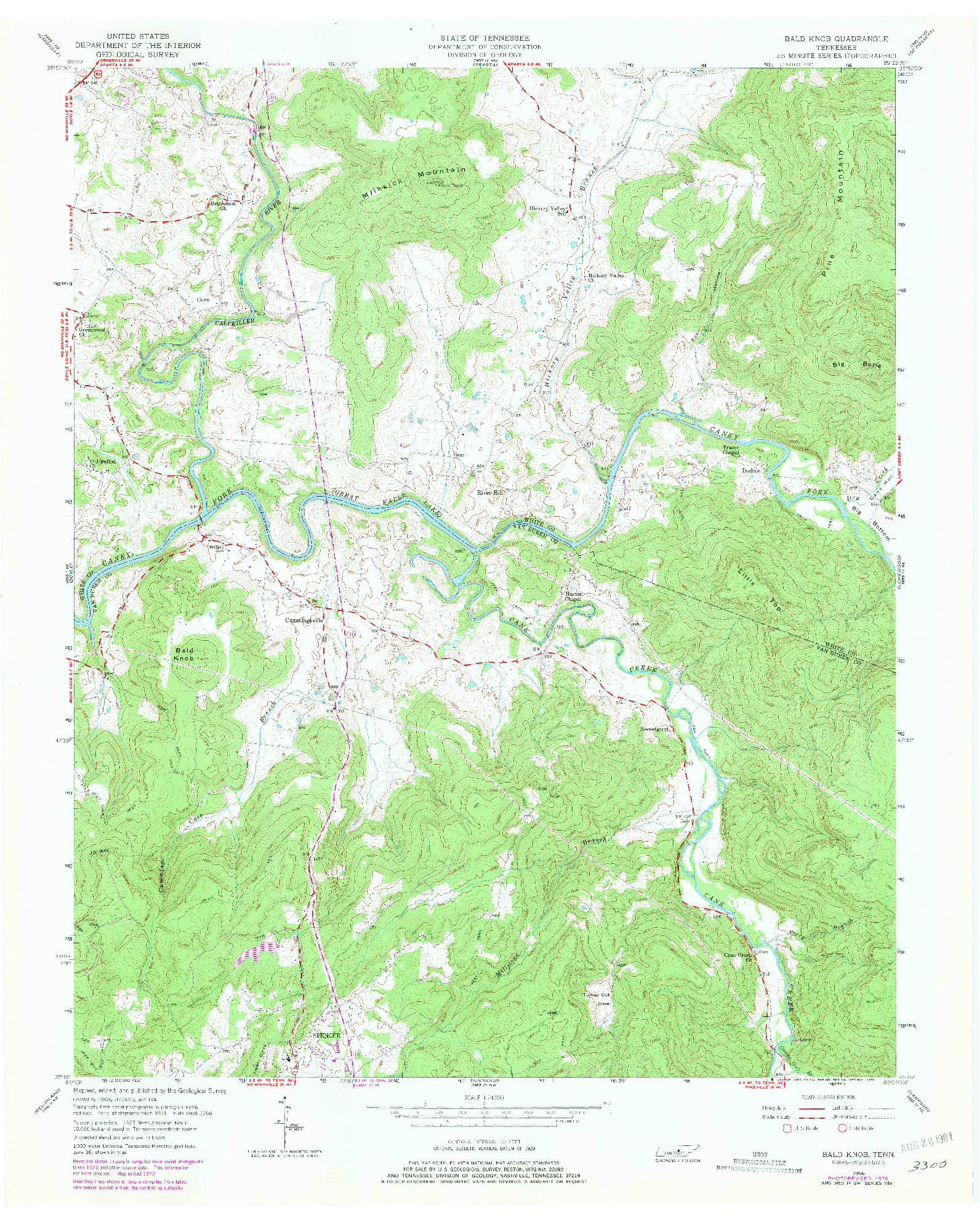 USGS 1:24000-SCALE QUADRANGLE FOR BALD KNOB, TN 1956