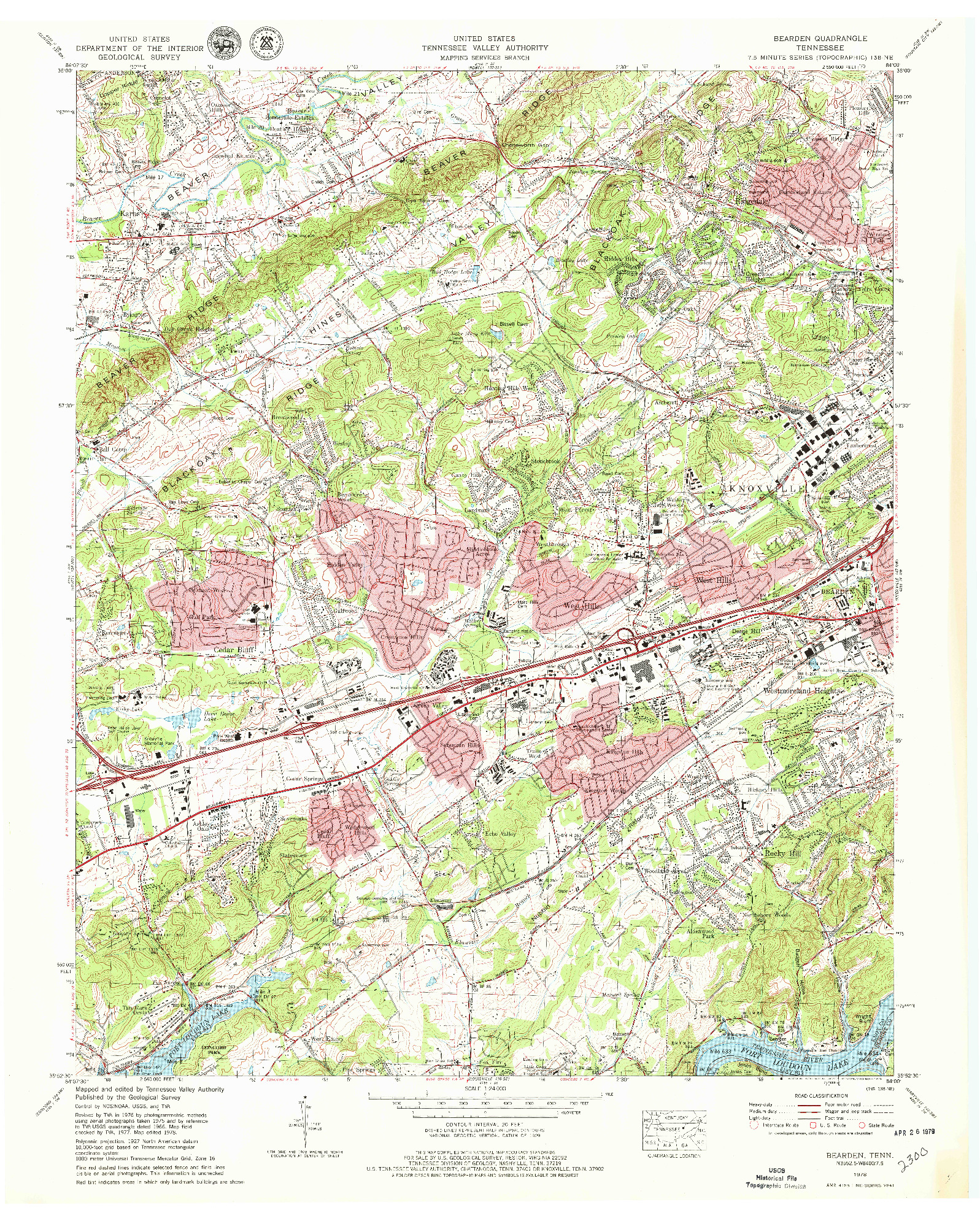 USGS 1:24000-SCALE QUADRANGLE FOR BEARDEN, TN 1978