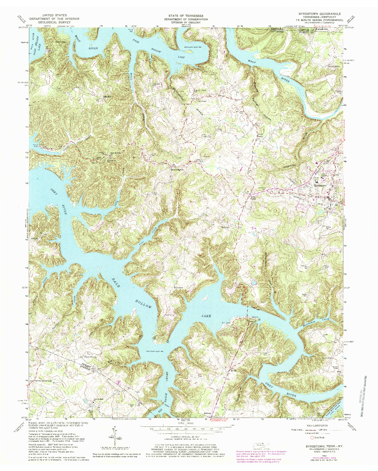 USGS 1:24000-SCALE QUADRANGLE FOR BYRDSTOWN, TN 1962