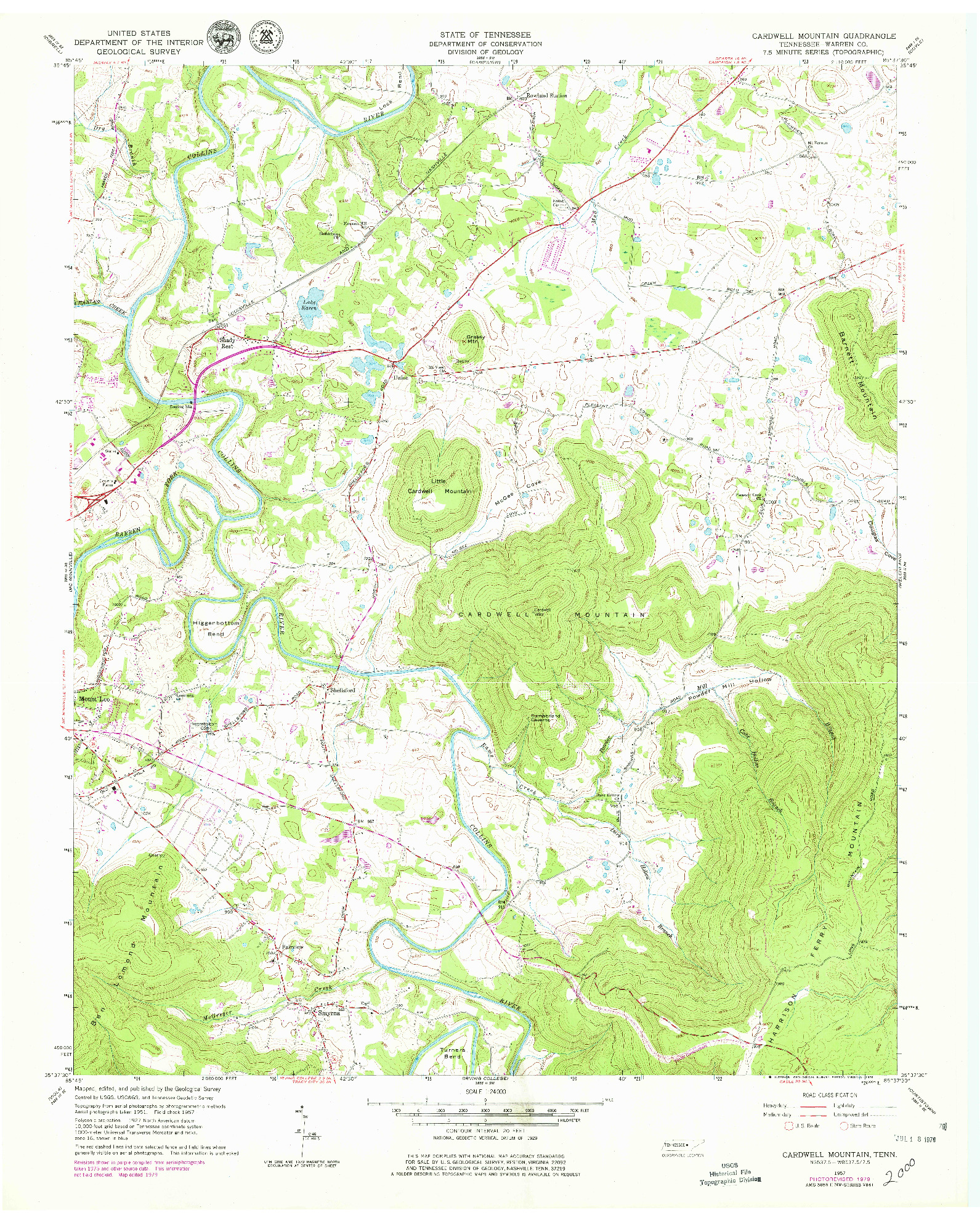 USGS 1:24000-SCALE QUADRANGLE FOR CARDWELL MOUNTAIN, TN 1957