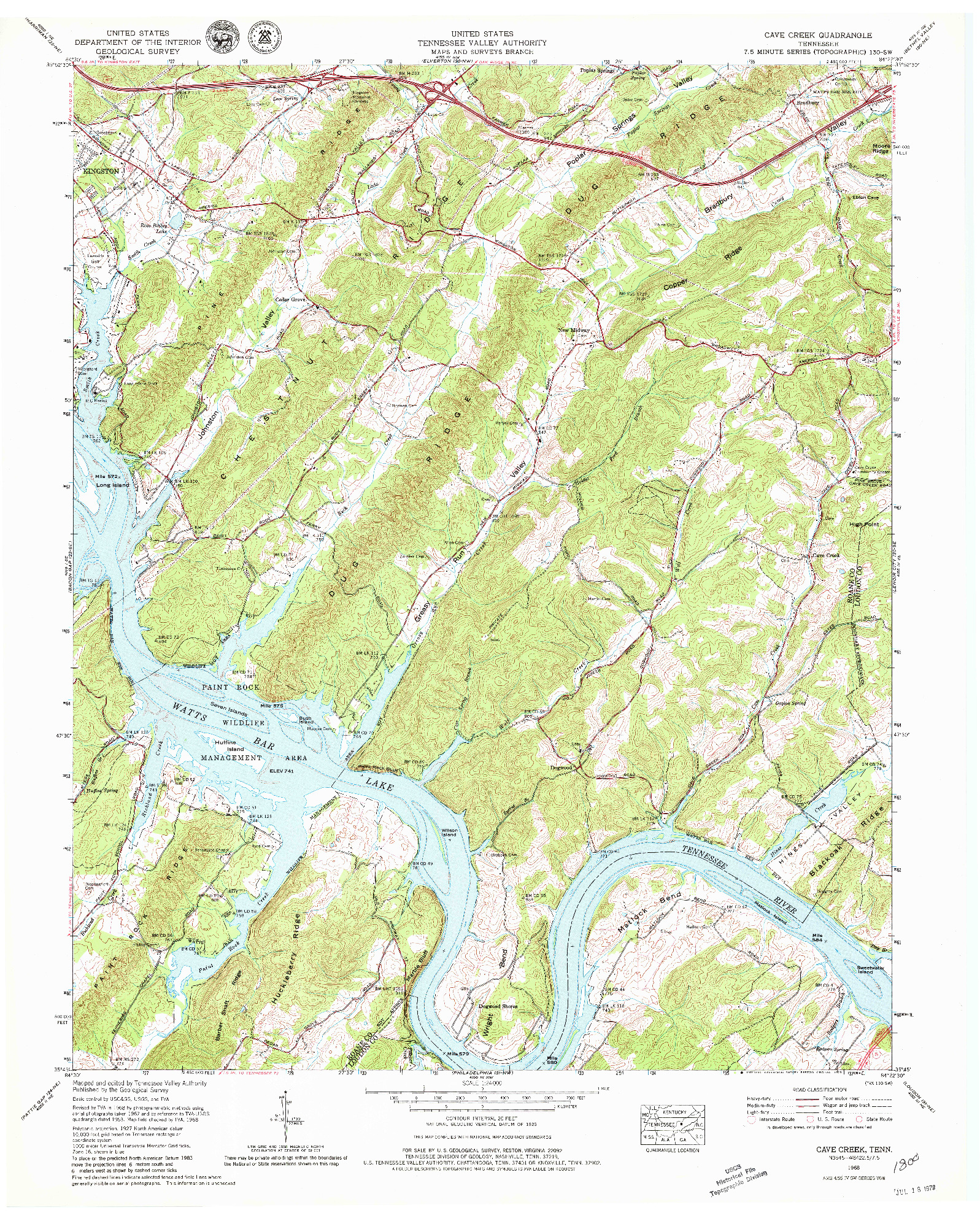 USGS 1:24000-SCALE QUADRANGLE FOR CAVE CREEK, TN 1968