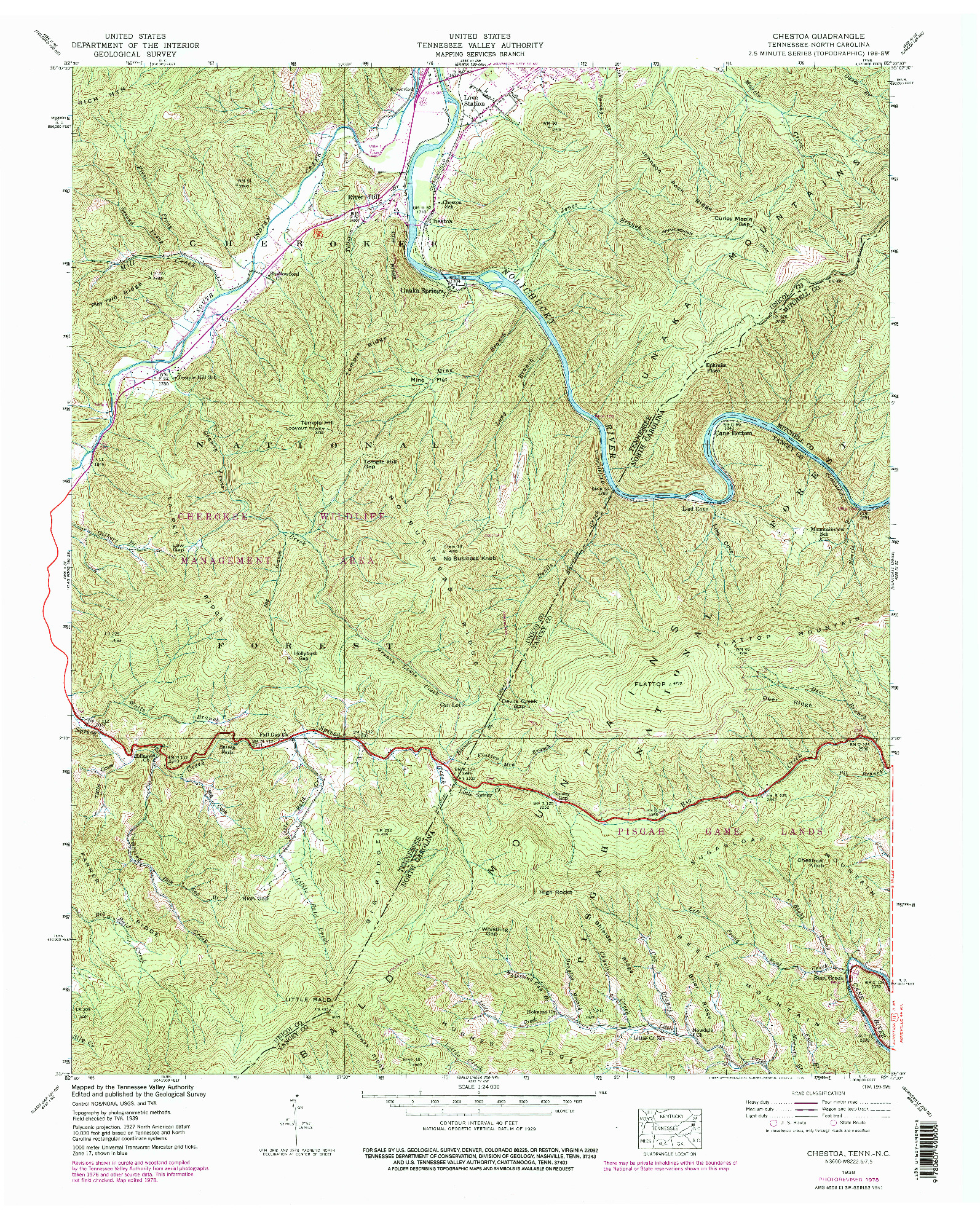 USGS 1:24000-SCALE QUADRANGLE FOR CHESTOA, TN 1939