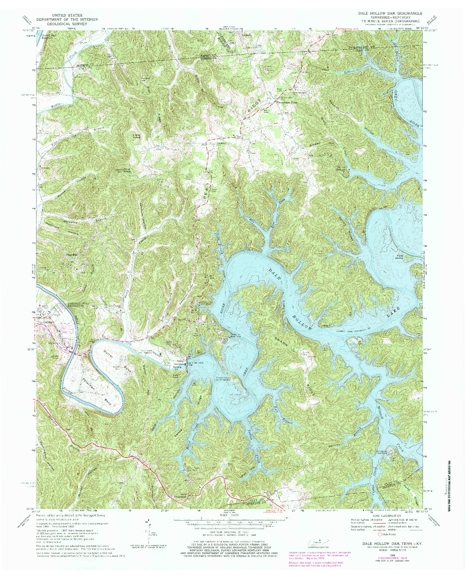 USGS 1:24000-SCALE QUADRANGLE FOR DALE HOLLOW DAM, TN 1968