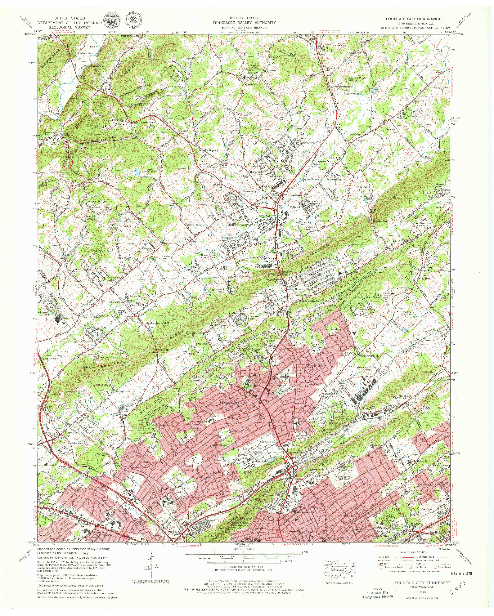 USGS 1:24000-SCALE QUADRANGLE FOR FOUNTAIN CITY, TN 1978