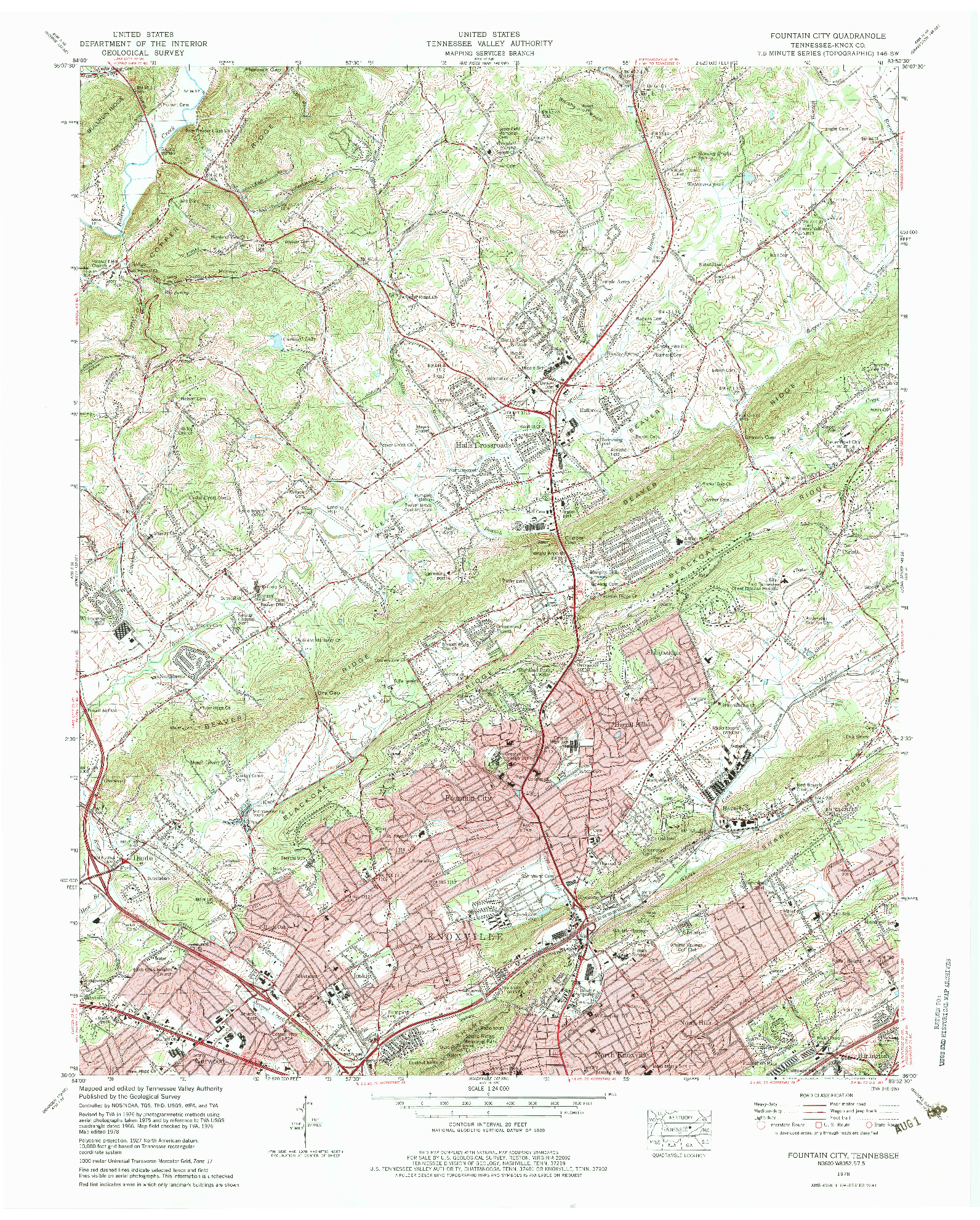 USGS 1:24000-SCALE QUADRANGLE FOR FOUNTAIN CITY, TN 1978