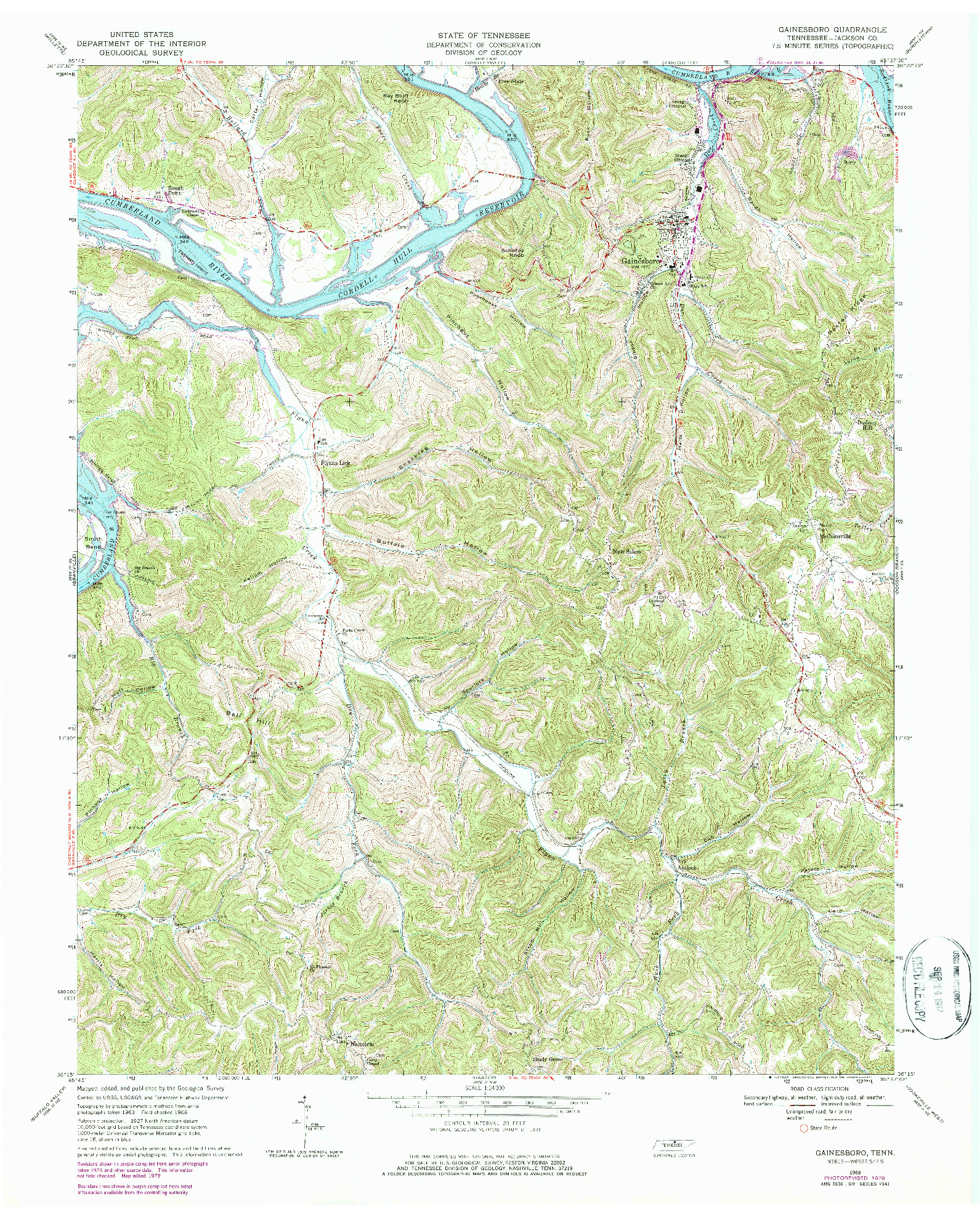 USGS 1:24000-SCALE QUADRANGLE FOR GAINESBORO, TN 1968