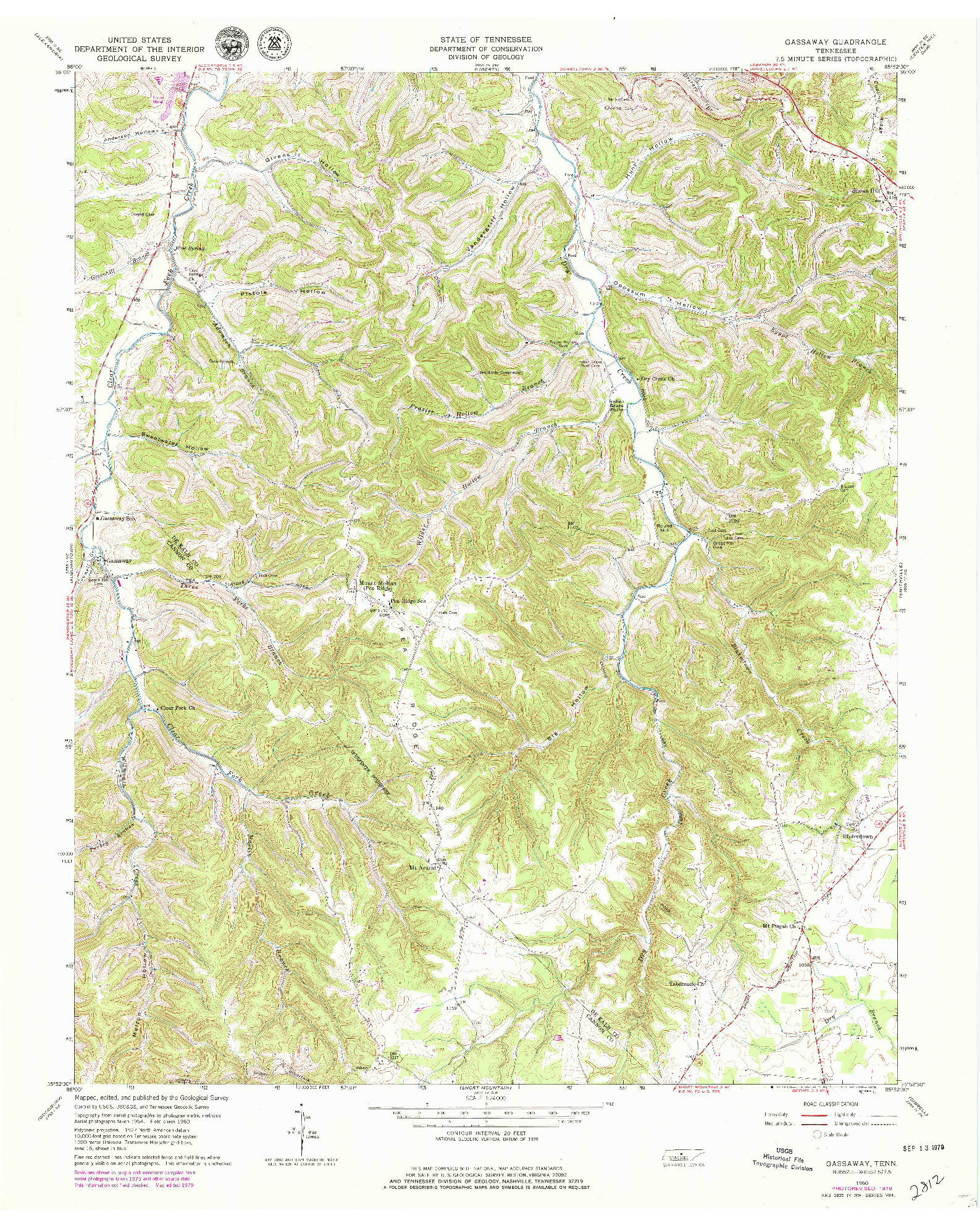 USGS 1:24000-SCALE QUADRANGLE FOR GASSAWAY, TN 1960