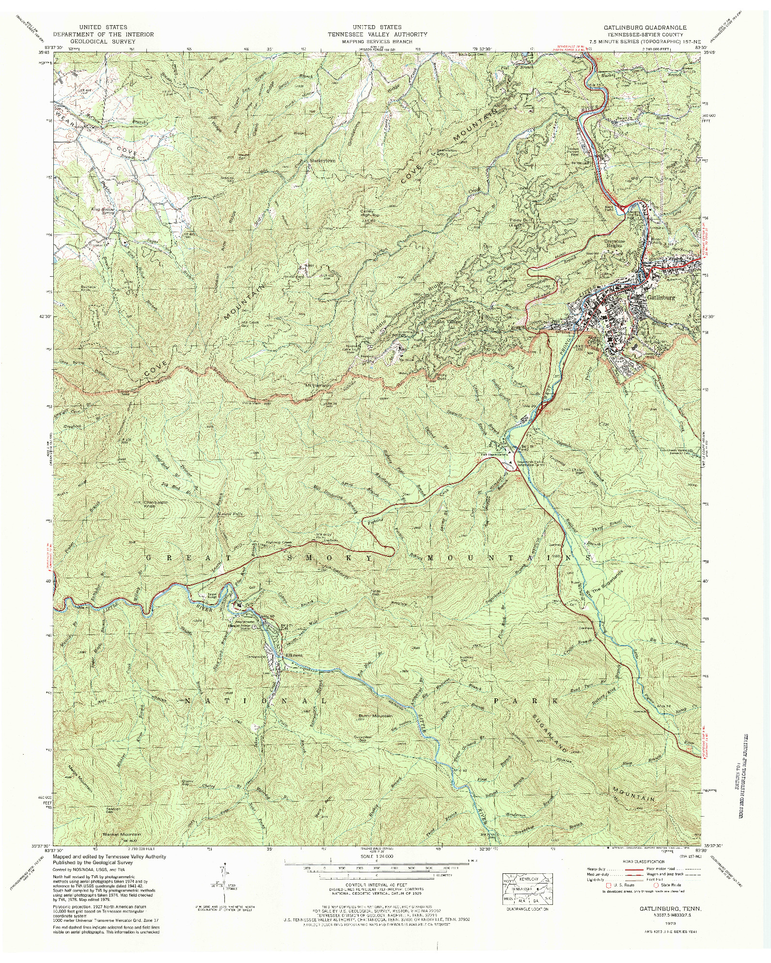 USGS 1:24000-SCALE QUADRANGLE FOR GATLINBURG, TN 1979